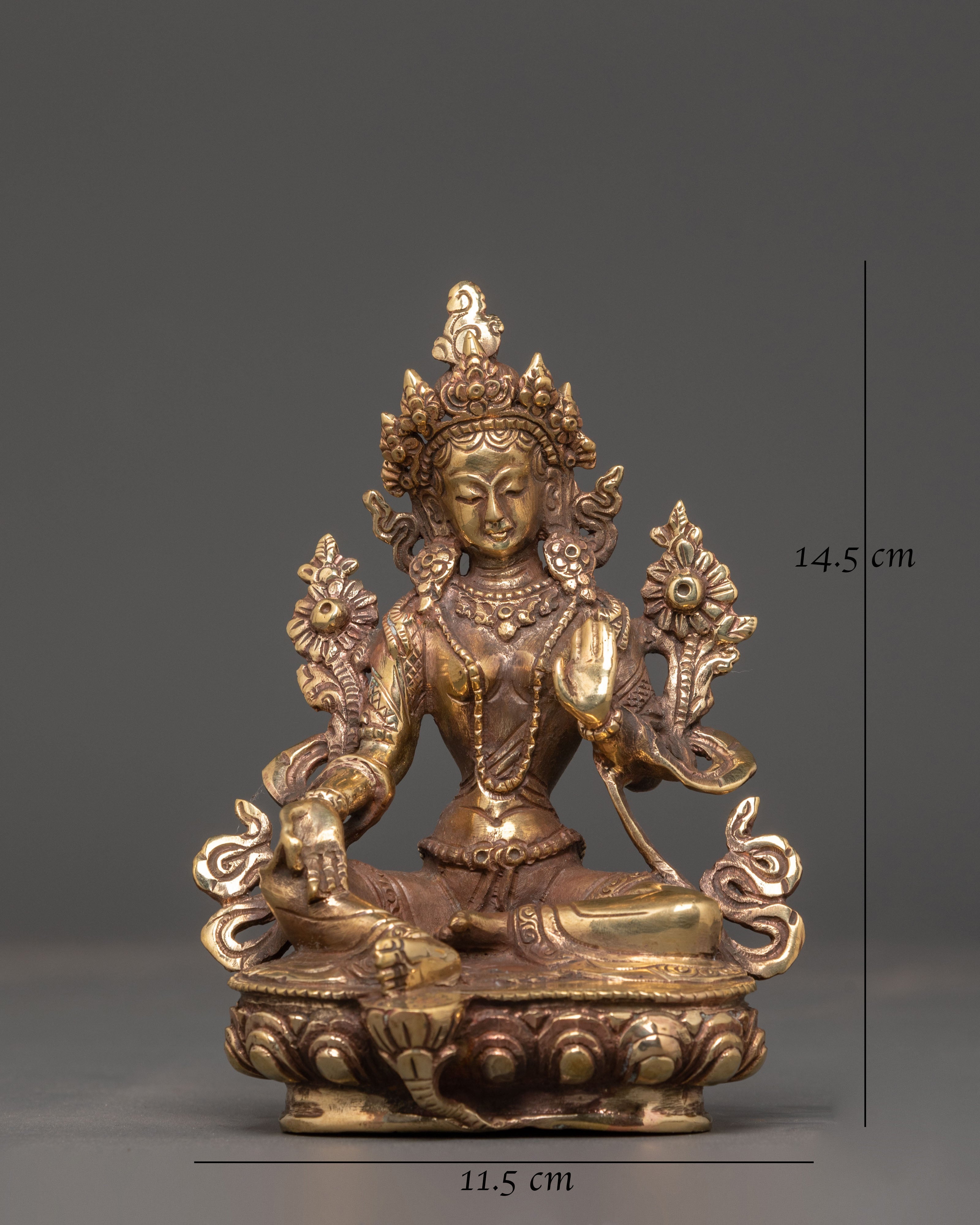 Green Tara Copper Statue | Handcrafted Tibetan Altar Decor