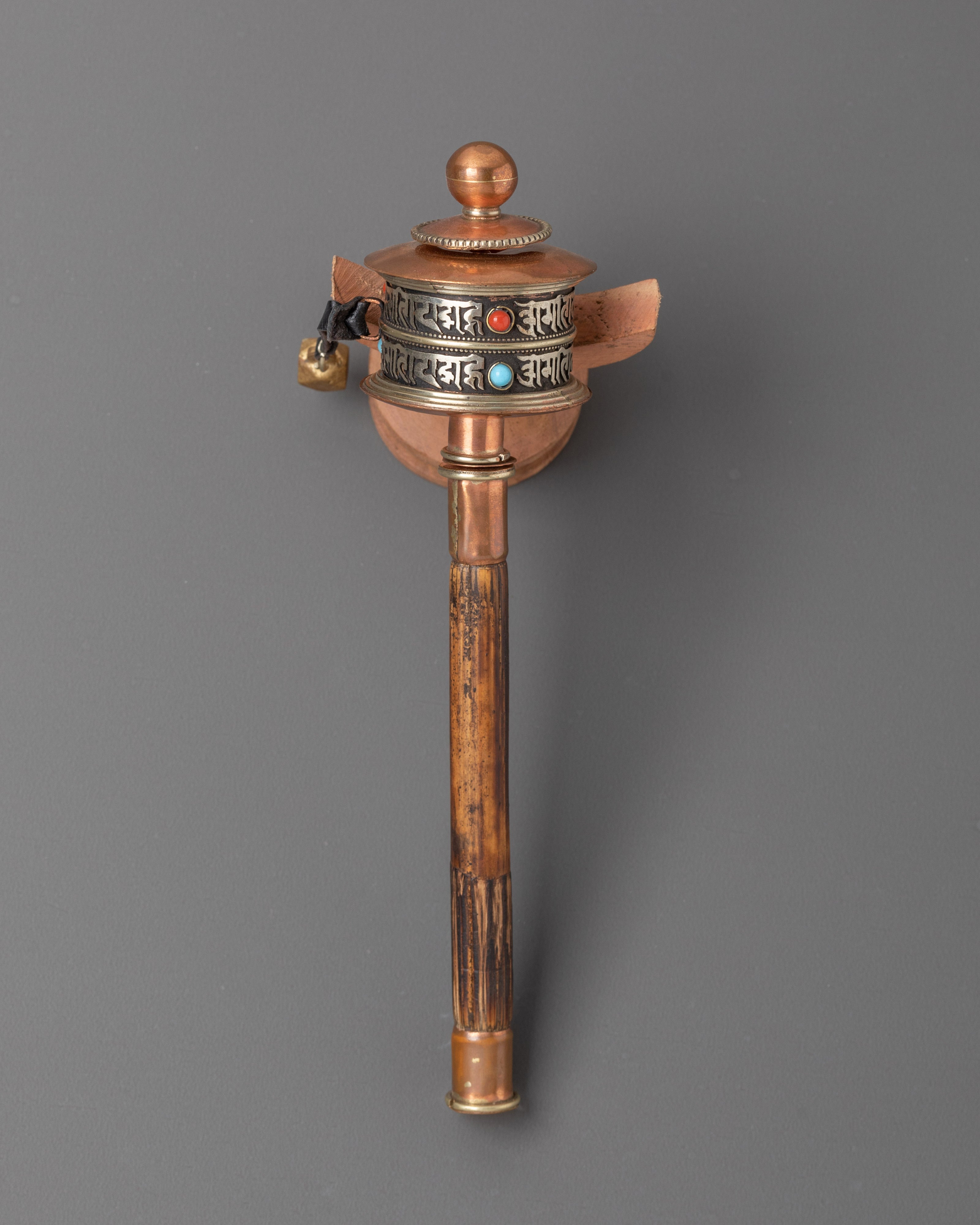 Sacred Prayer Wheel for Meditation | Tibetan Mantra Wheel with Turquoise and Coral