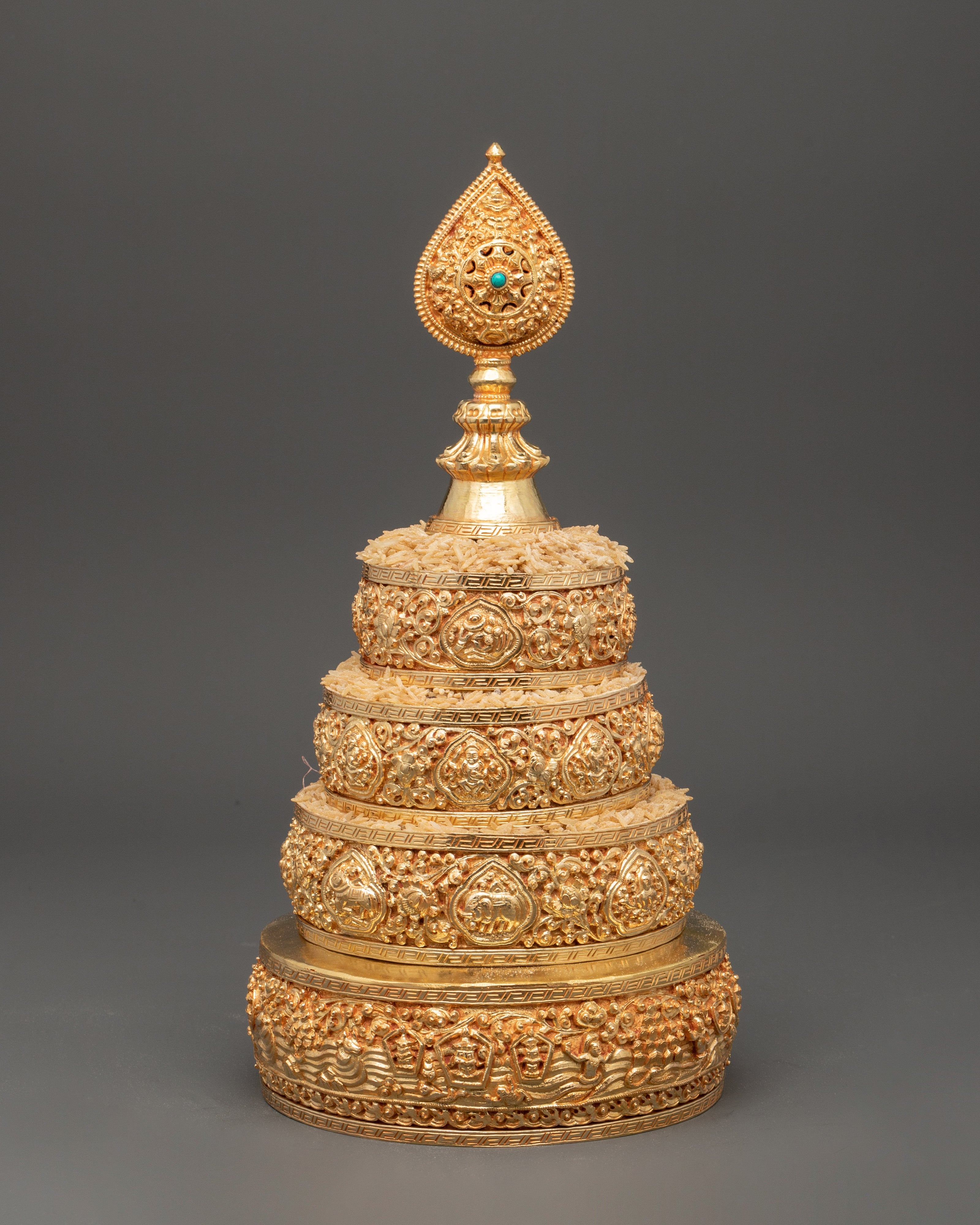 Gold Plated Tibetan Mandala Offering Set