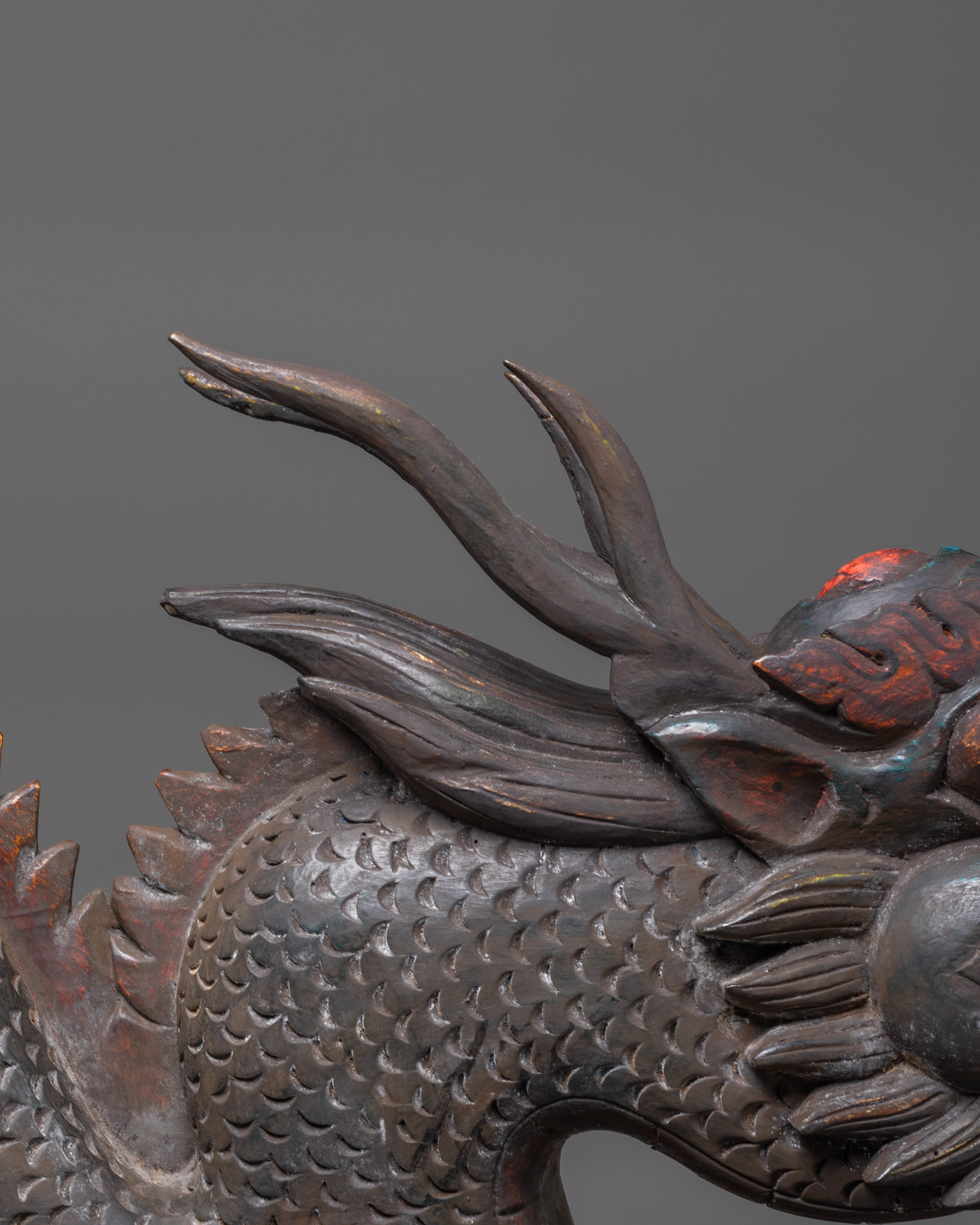 Guardian Dragon Figure | Tibetan Buddhist Wooden Sculpture