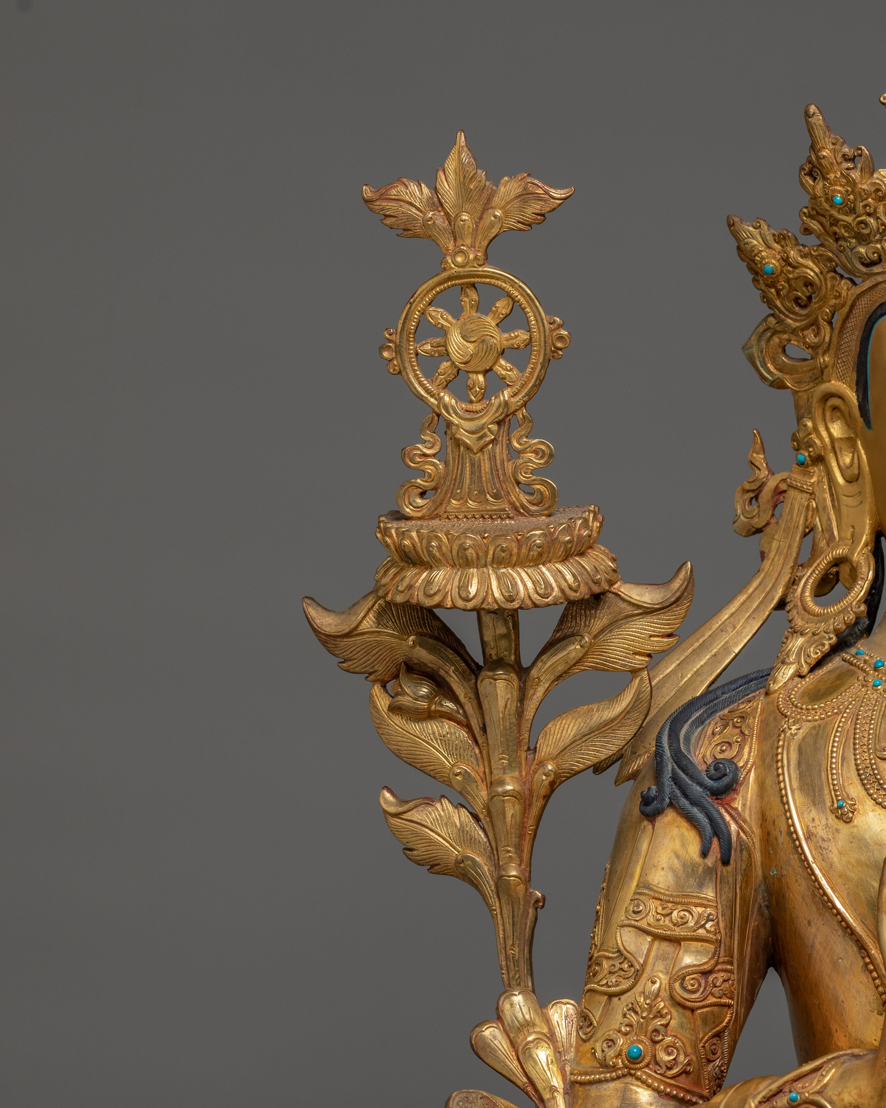 24K Gold Maitreya Buddha Statue | Meditation Shrine Decor