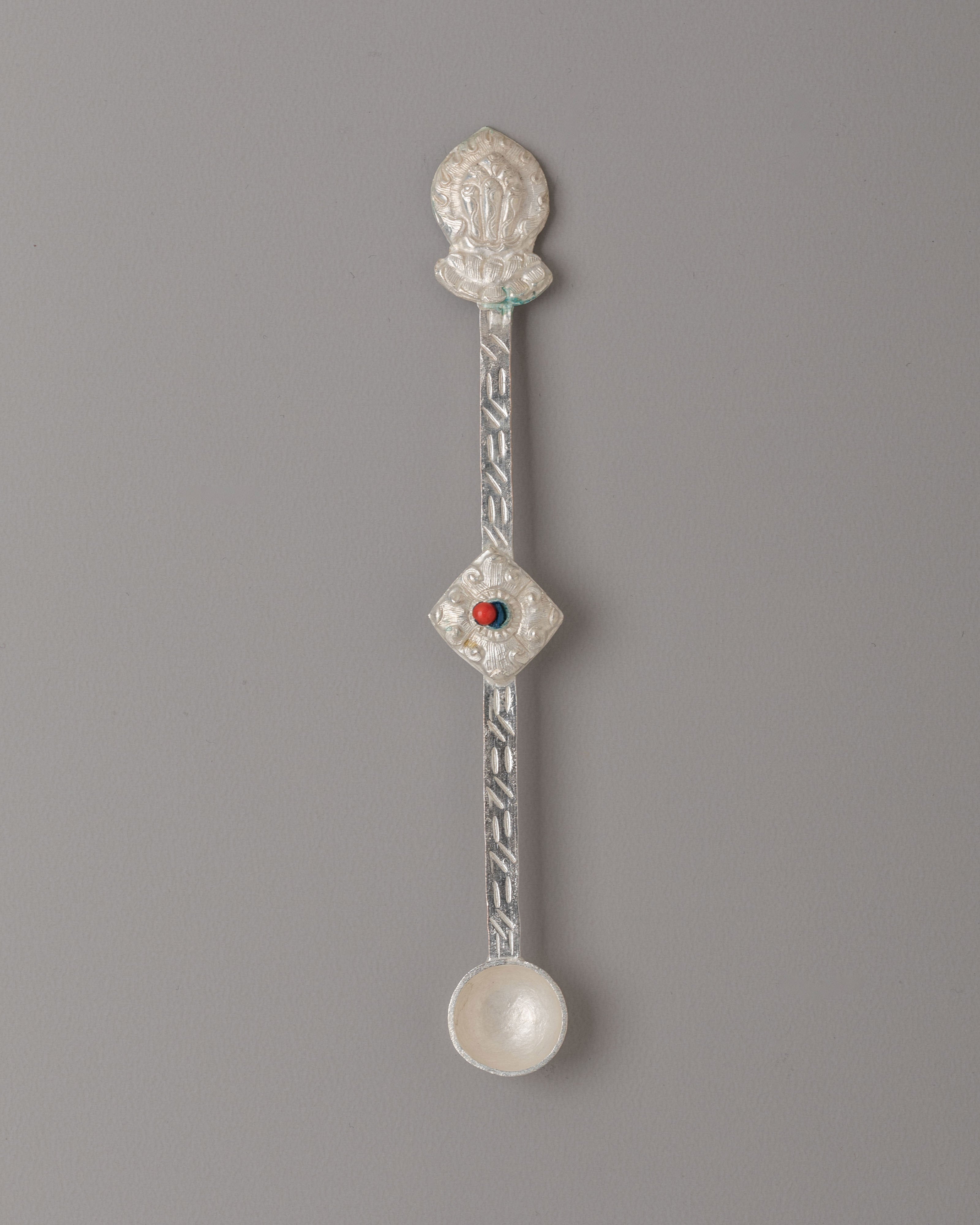 Buddhist Offering Spoons | Silver Plated Copper Altar Utensils