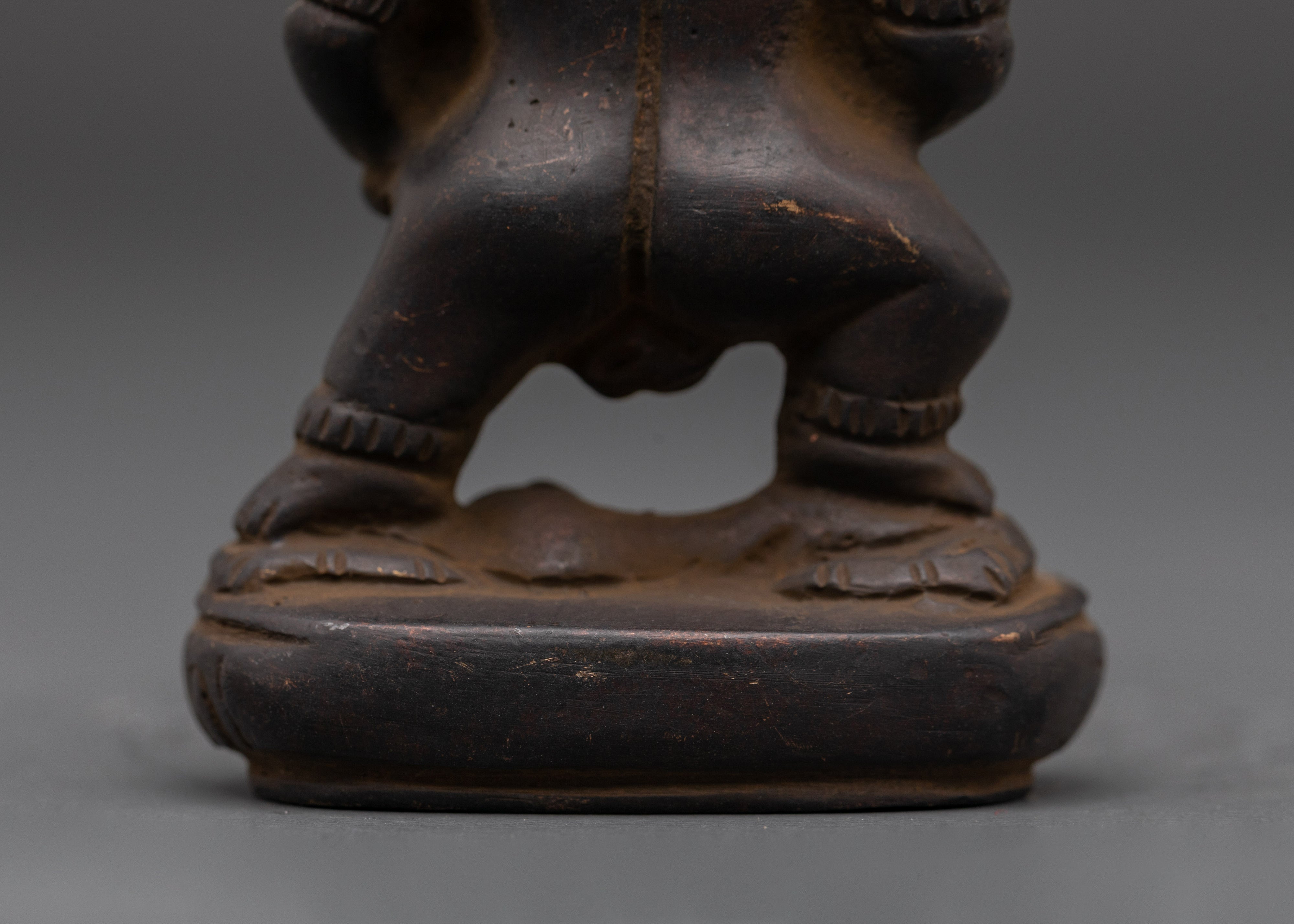 Black Dzambala Sacred Iron Statue | Tibetan Buddhist Wealth Deity for Prosperity