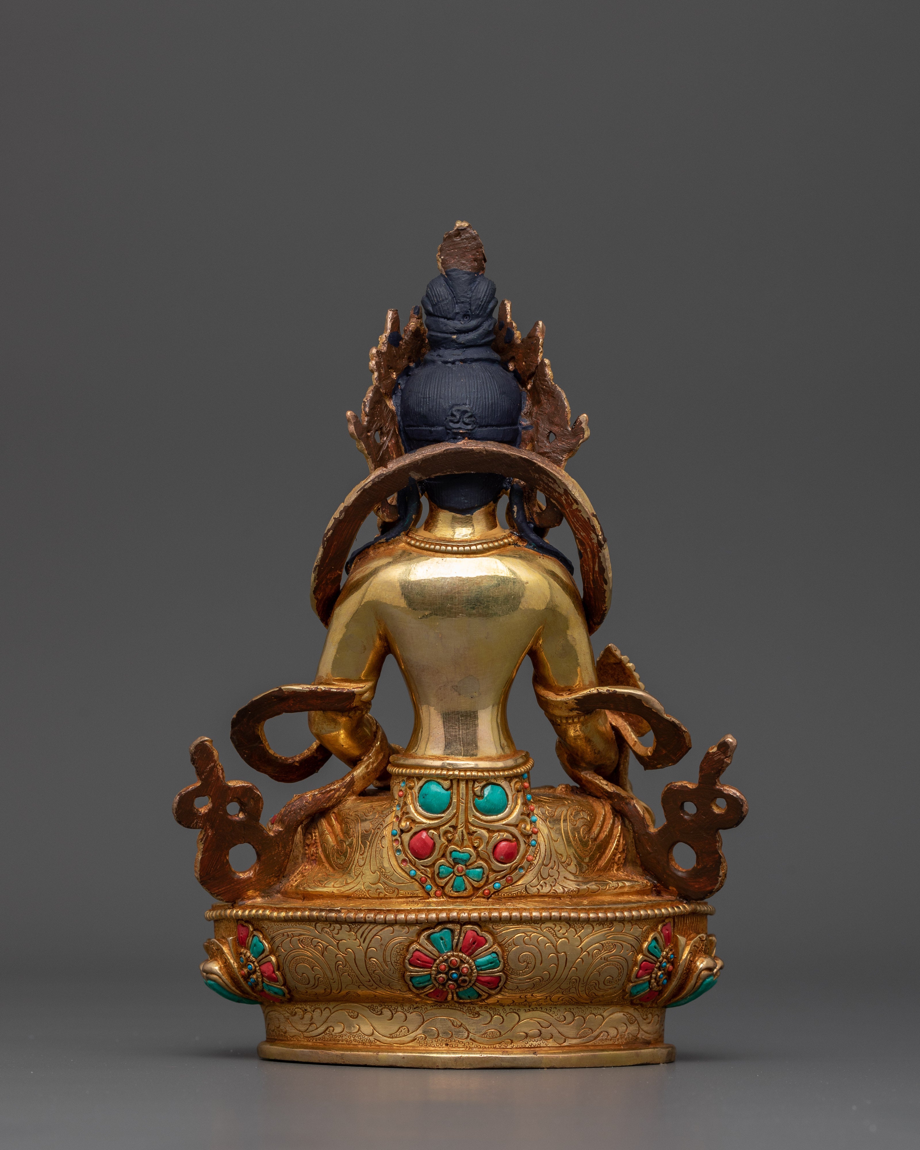 Hand-Carved Kshitigarbha Lord of the Underworld Statue | 24K Gold Gilded Tibetan Sculpture