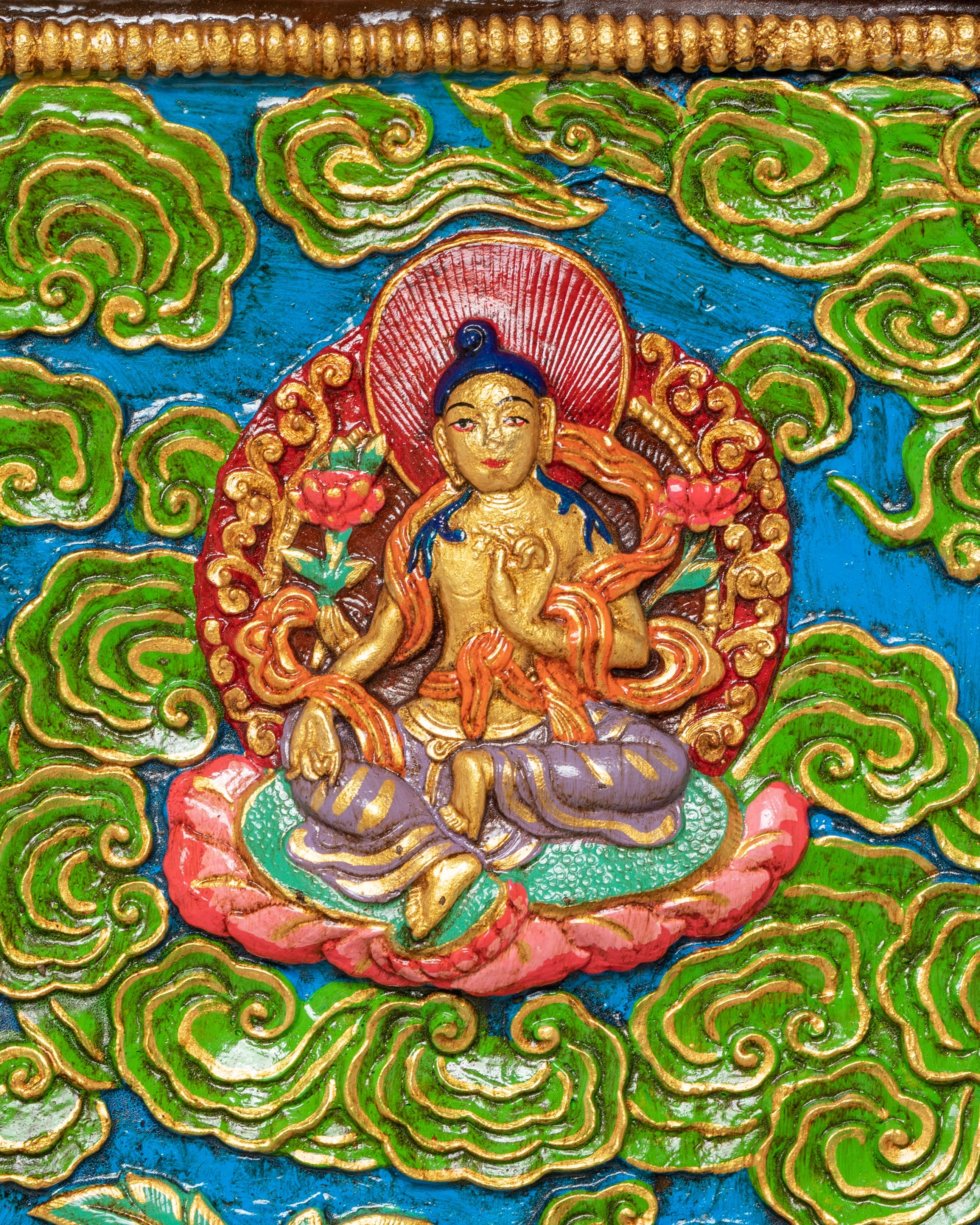 Handmade Green Tara Thangka Wall Hanging | Tibetan Buddhist Sacred Art