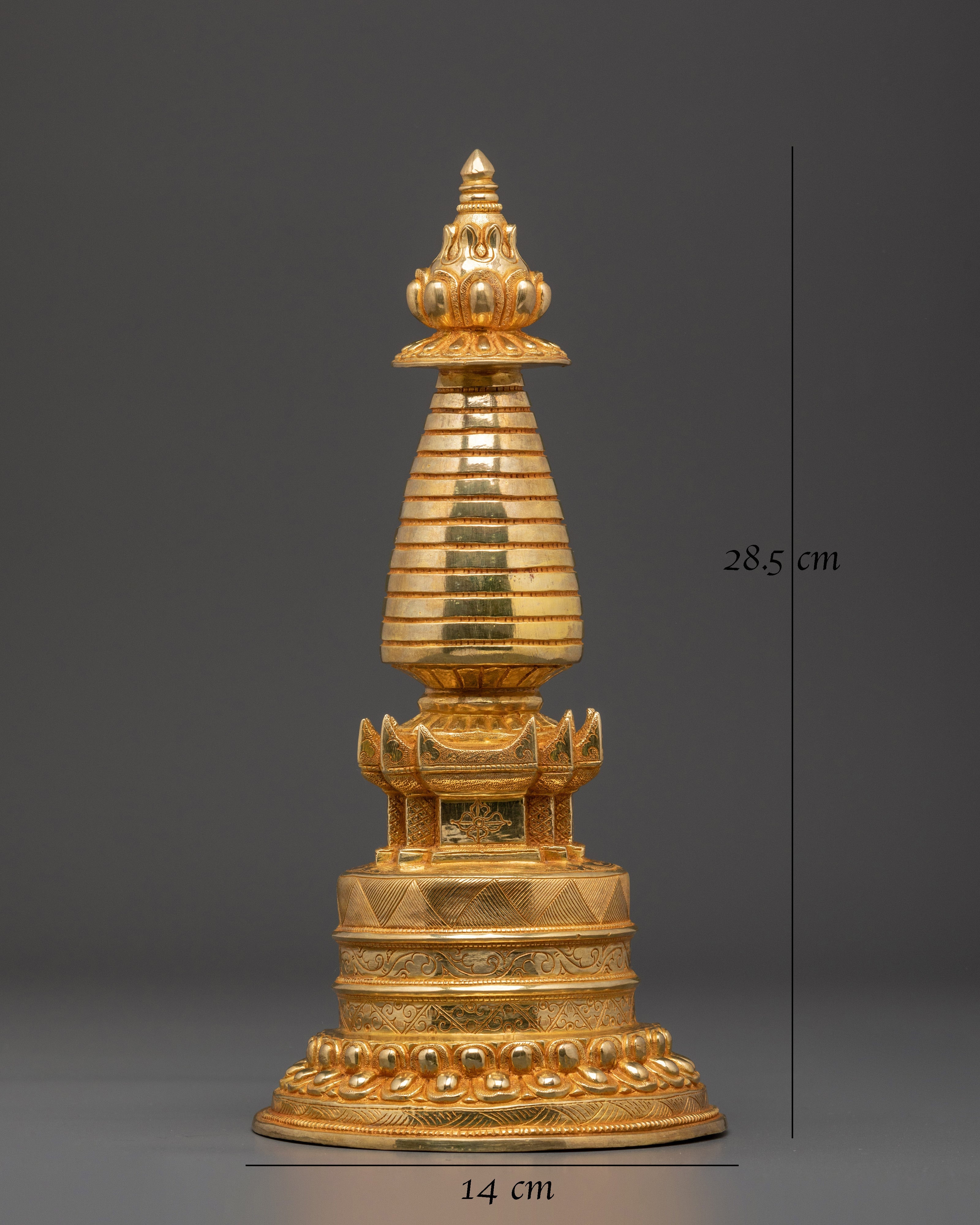 Traditional Copper Tibetan Buddhist Enlightenment Stupa | Spiritual Shrine Altar Decor