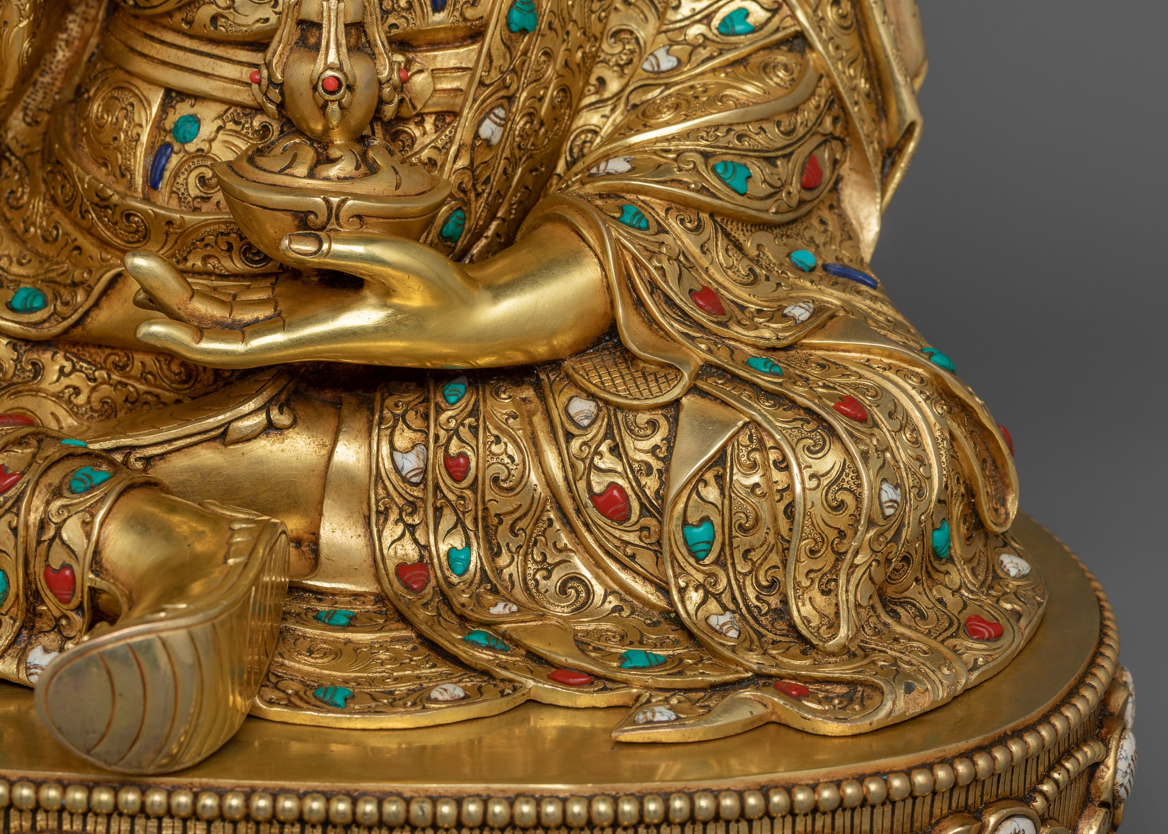 Guru Rinpoche With Beautiful Handcarved Gemstones Statue | The Precious Master
