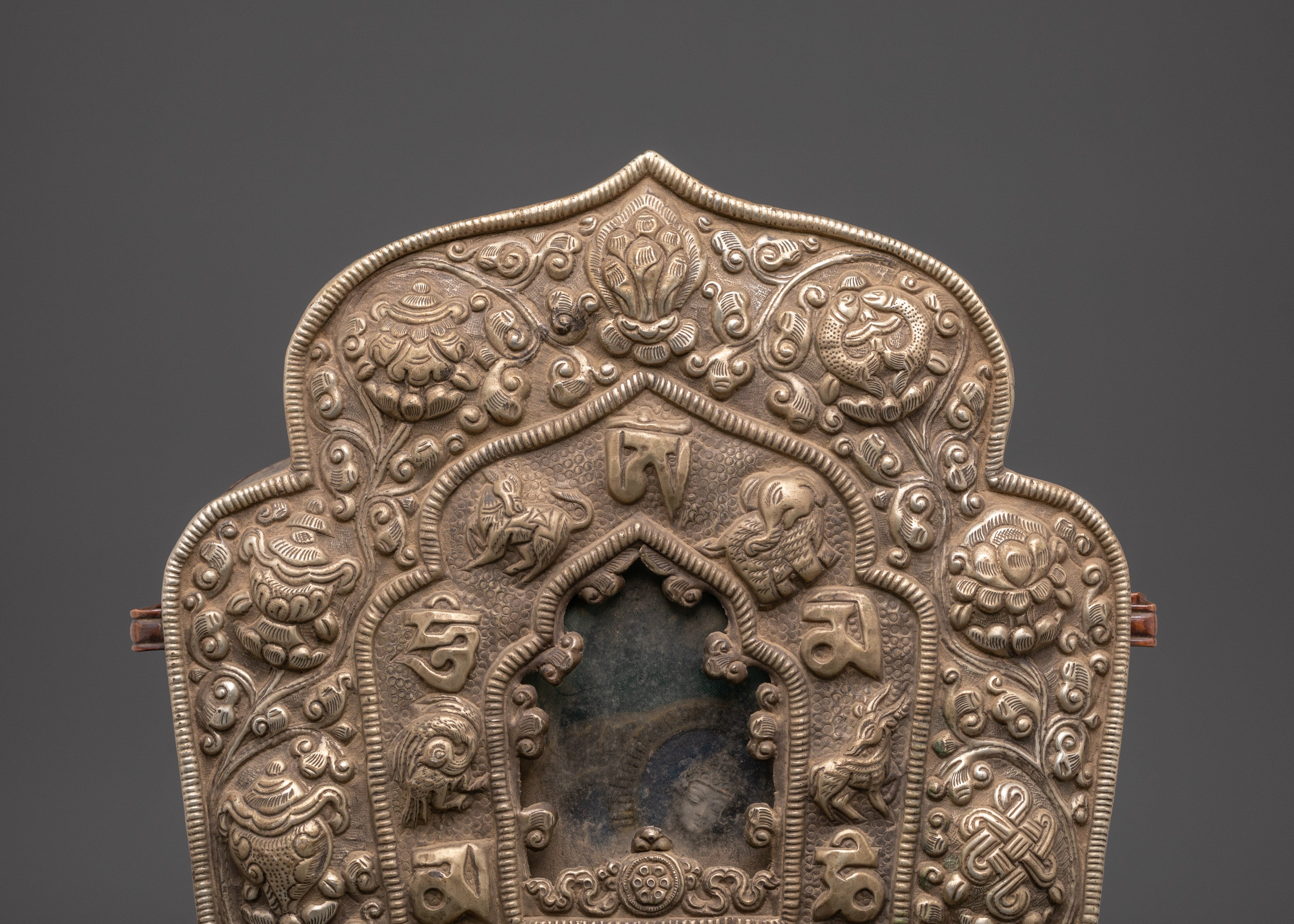 Buddhist Ghau Box with Symbols | Handcrafted Tibetan Shrine Box