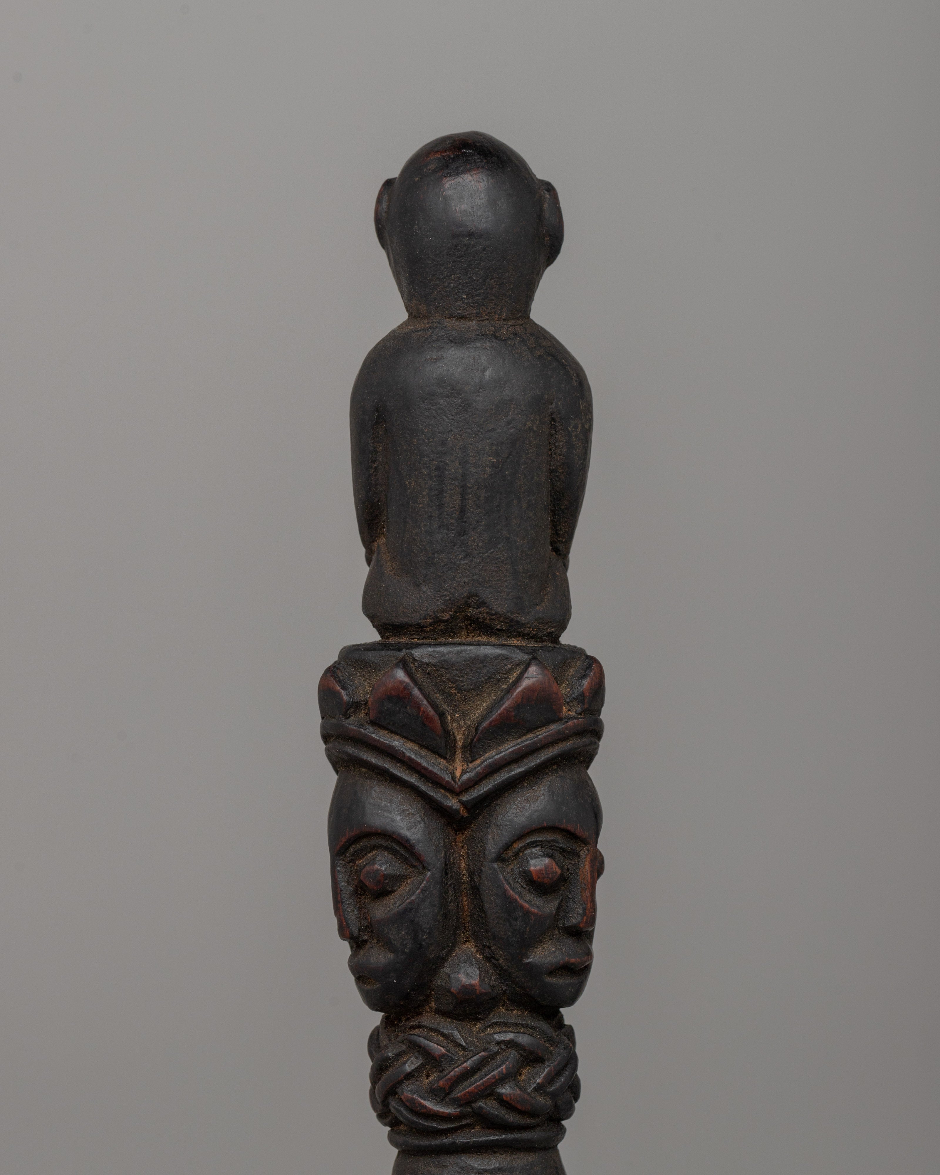 Hand-Carved Wooden Dorje Phurba | Sacred Energy Symbol