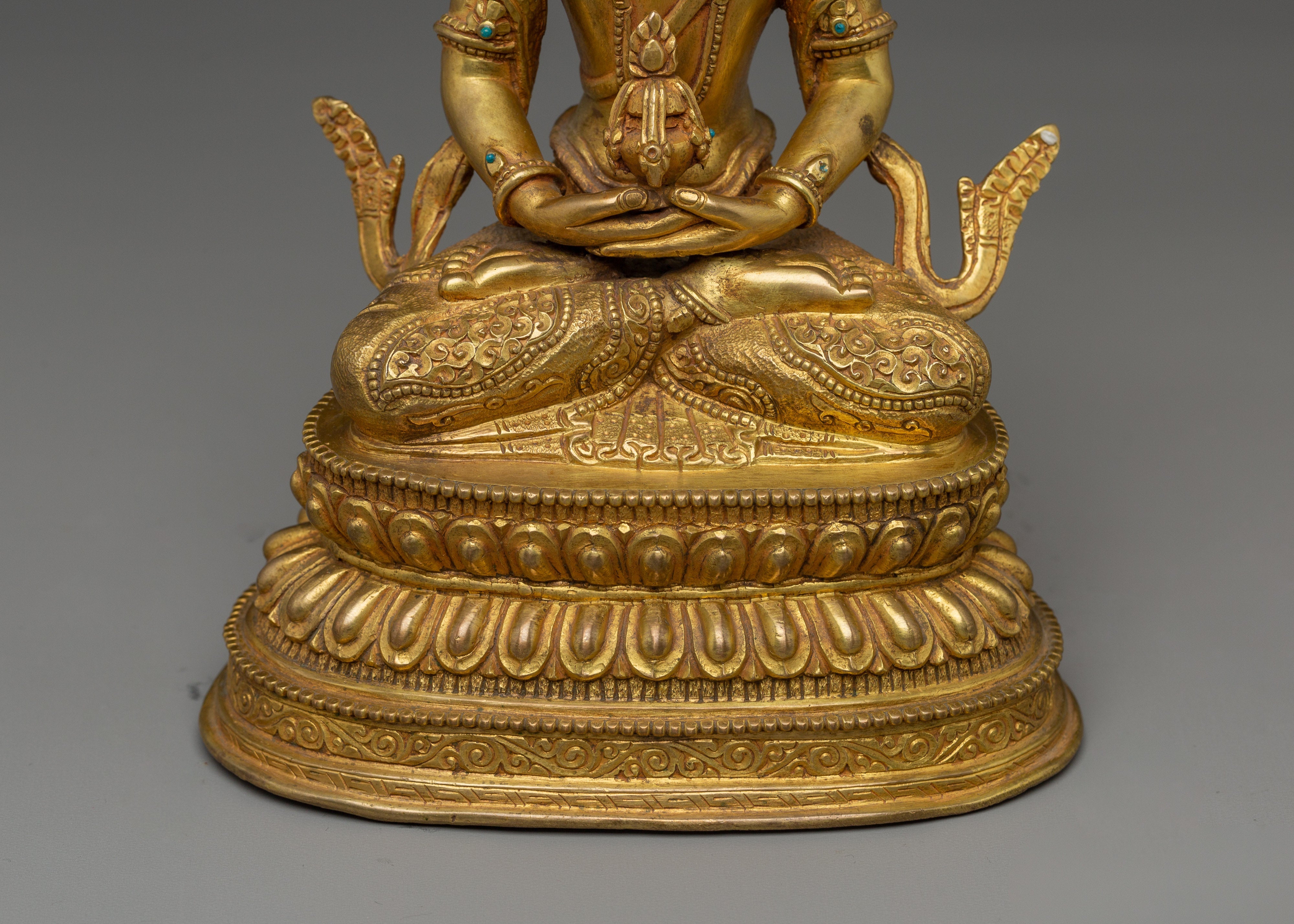 Gold Gilded Amitayus Buddha Copper Statue | Buddhist Altar Figure for Longevity