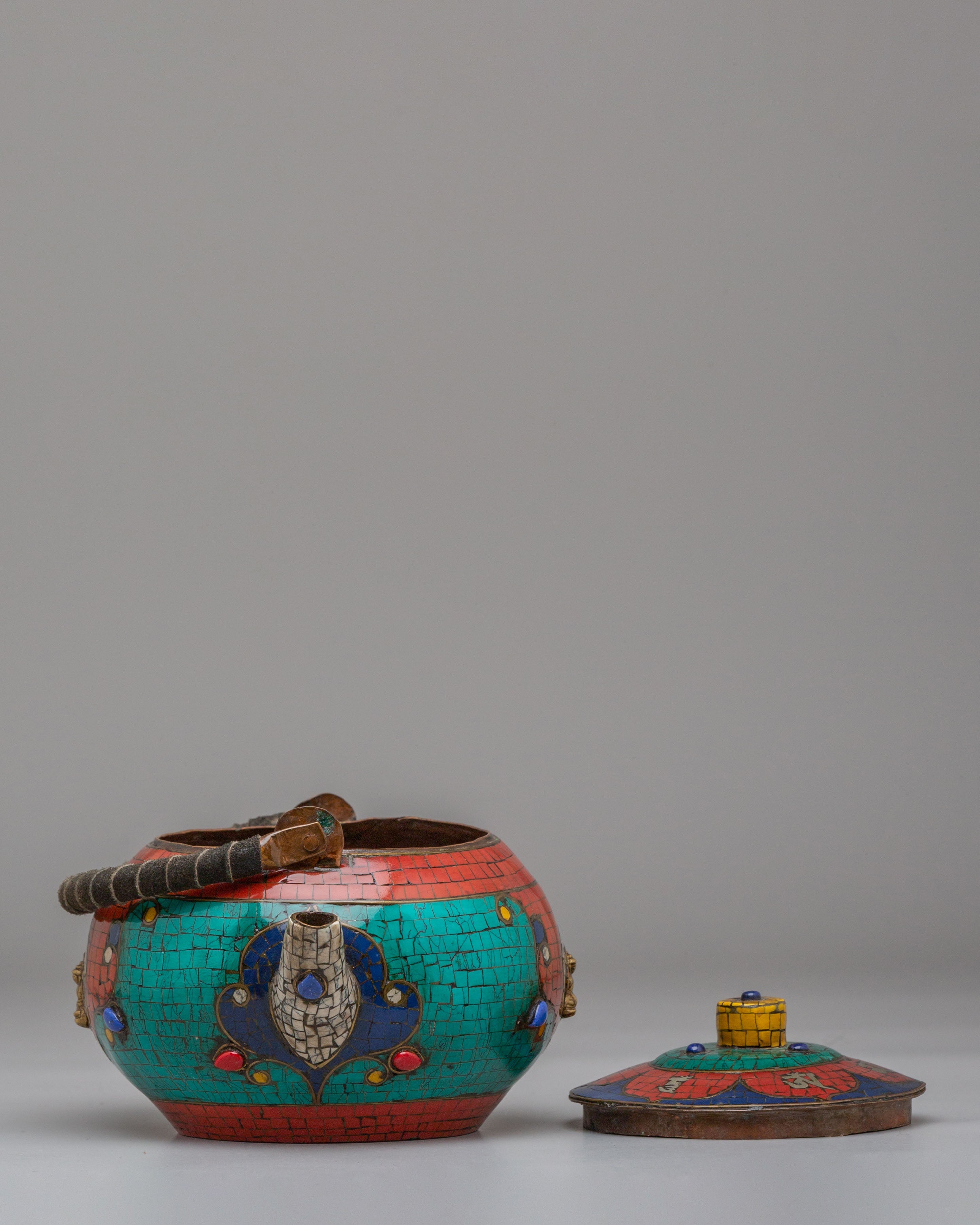 Gemstone Inlay Tea Pot | Traditional Himalayan Craftsmanship