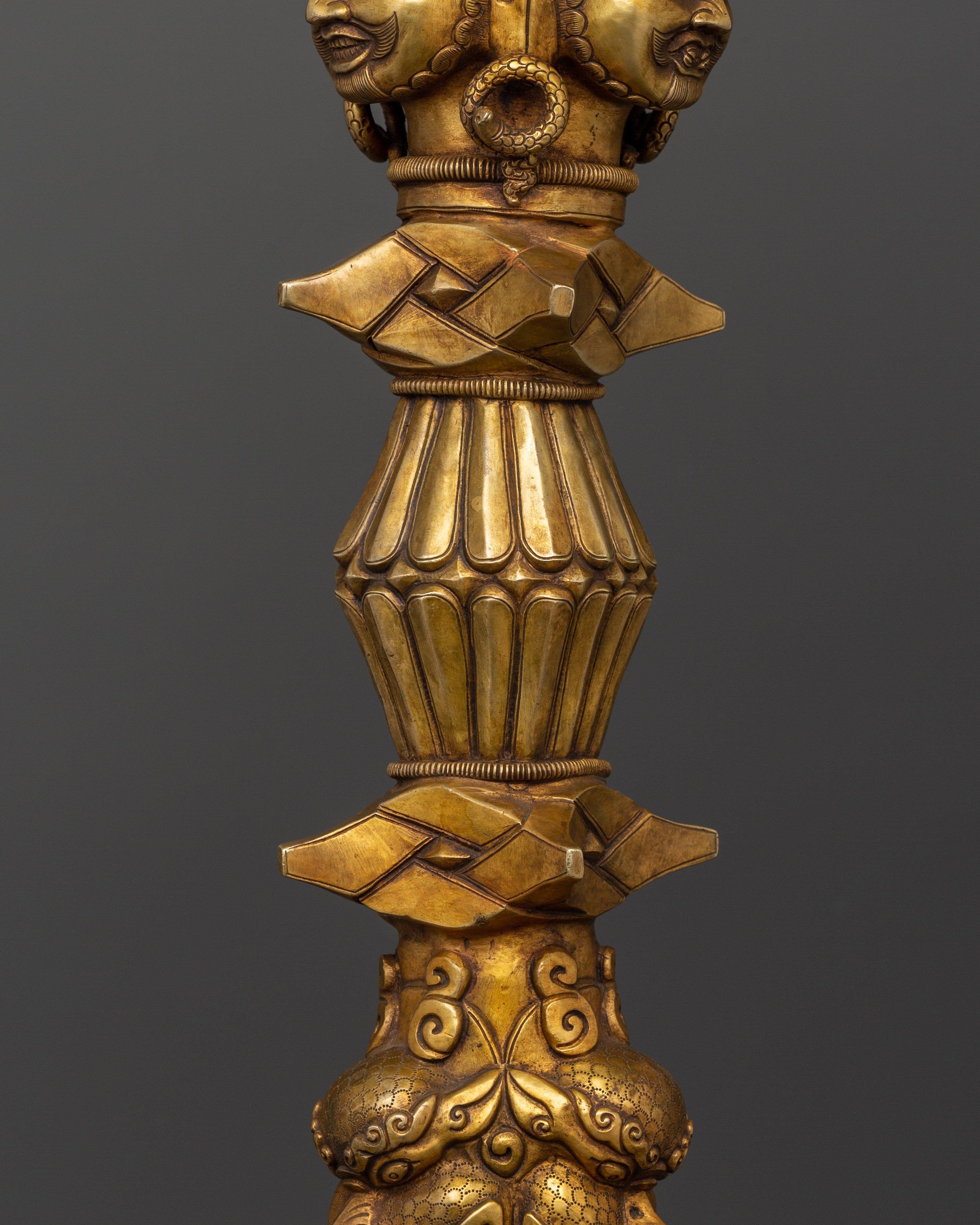 Three-Faced Phurba Dagger | Tibetan Gold Plated Phurba for Rituals