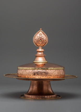 Copper Tibetan Mandala Offering Set | Tibetan Ritual Altar Item