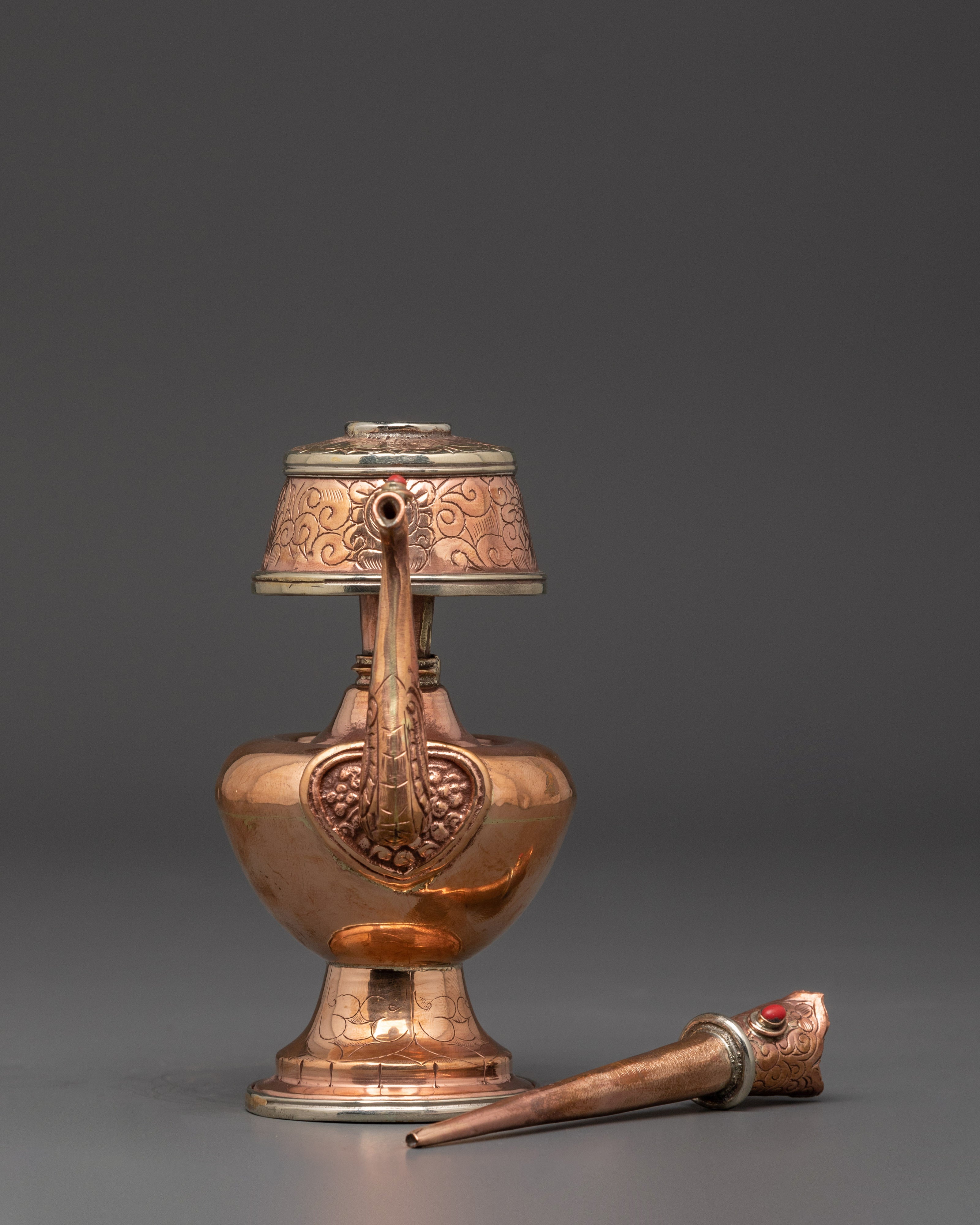 Handcrafted Bumpa Set with Crown Lids | Tibetan Ritual Offering Vessels
