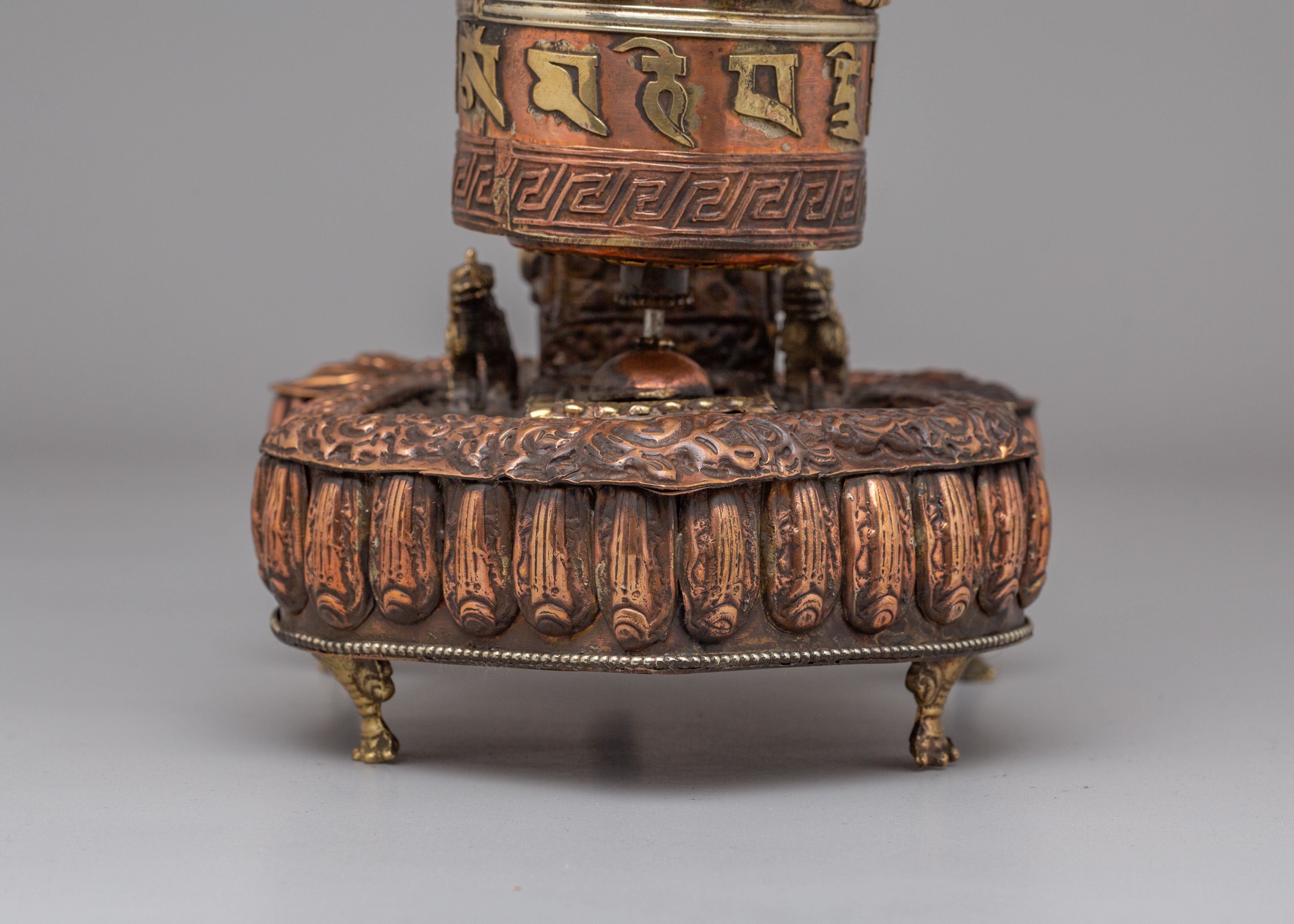 Spiritual Prayer Wheel with Incense Burner | Sacred Tibetan Ritual Object
