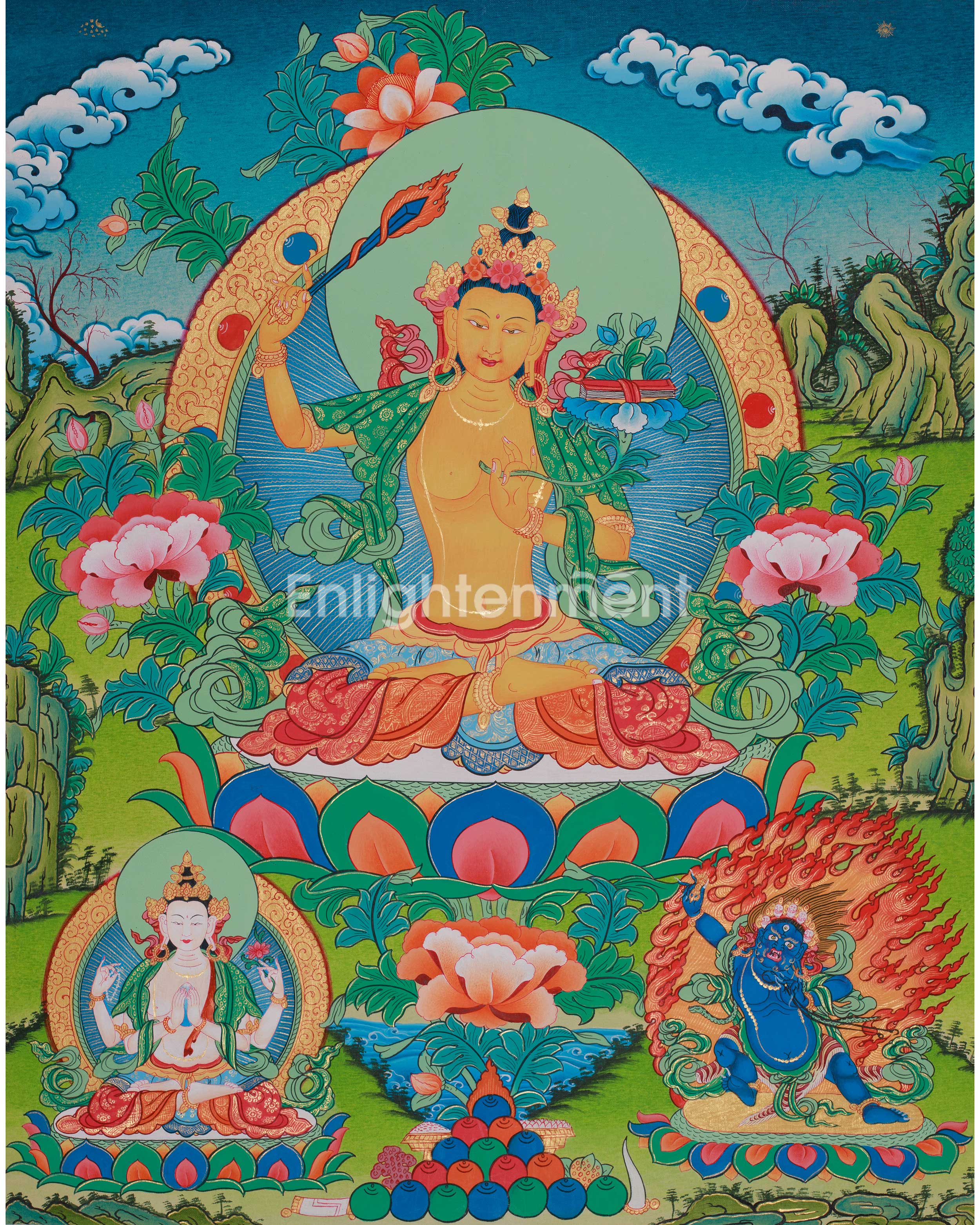 Original Thangka of Manjushree | Tibetan Buddhist Deity