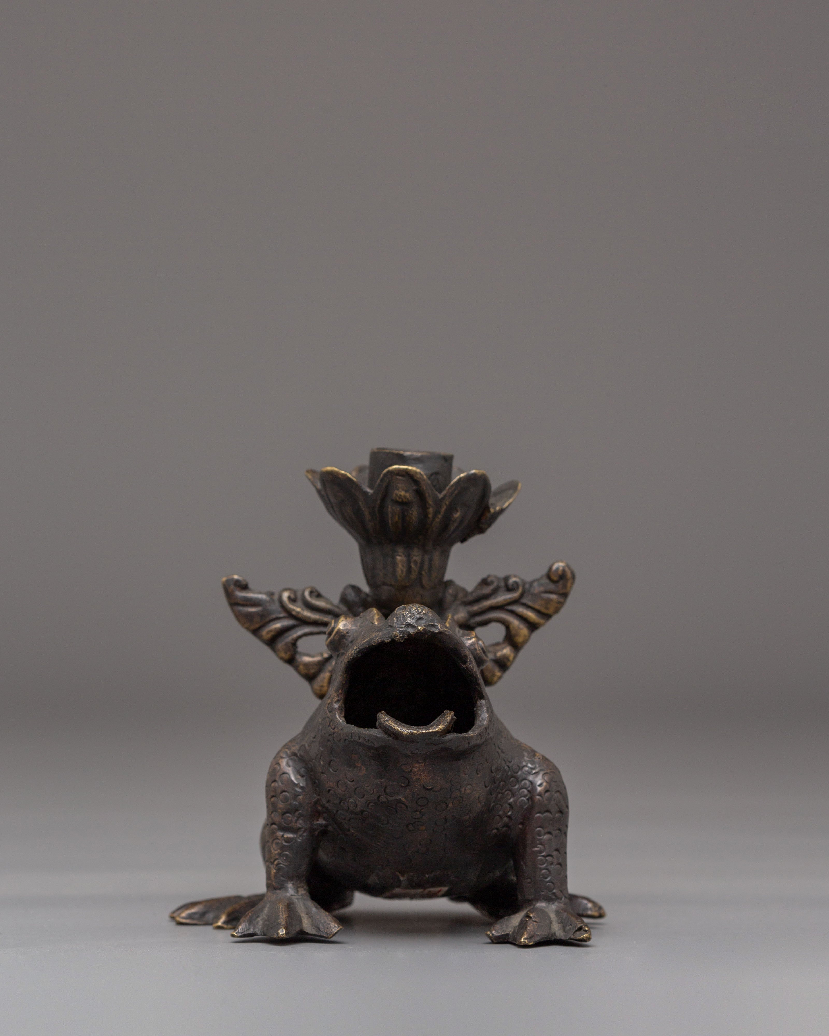 Handmade Bronze Candle Holder | Frog Candle Holder