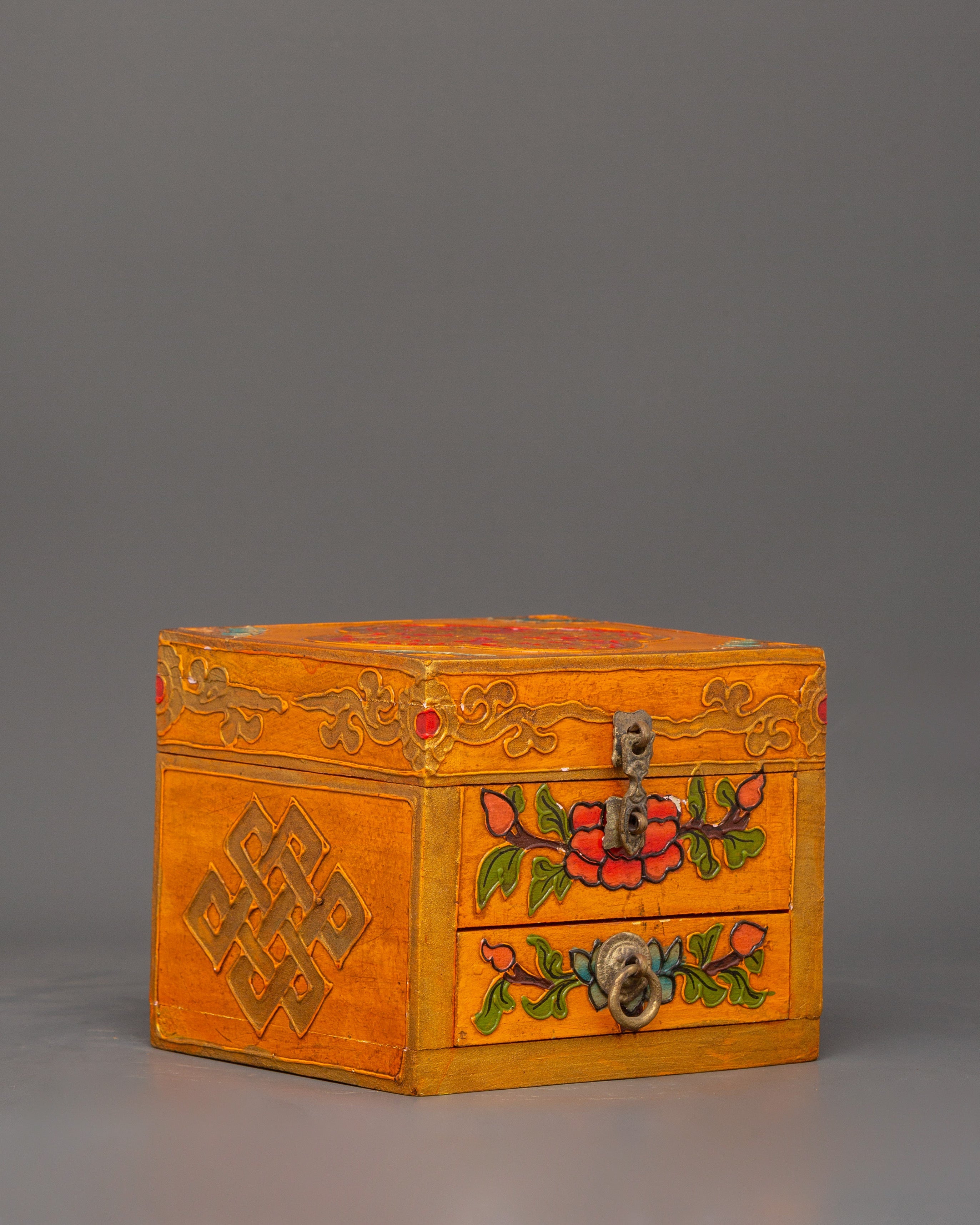 Tibetan Wooden Box with Drawers | Spiritual Storage for Jewelry or Altar Items