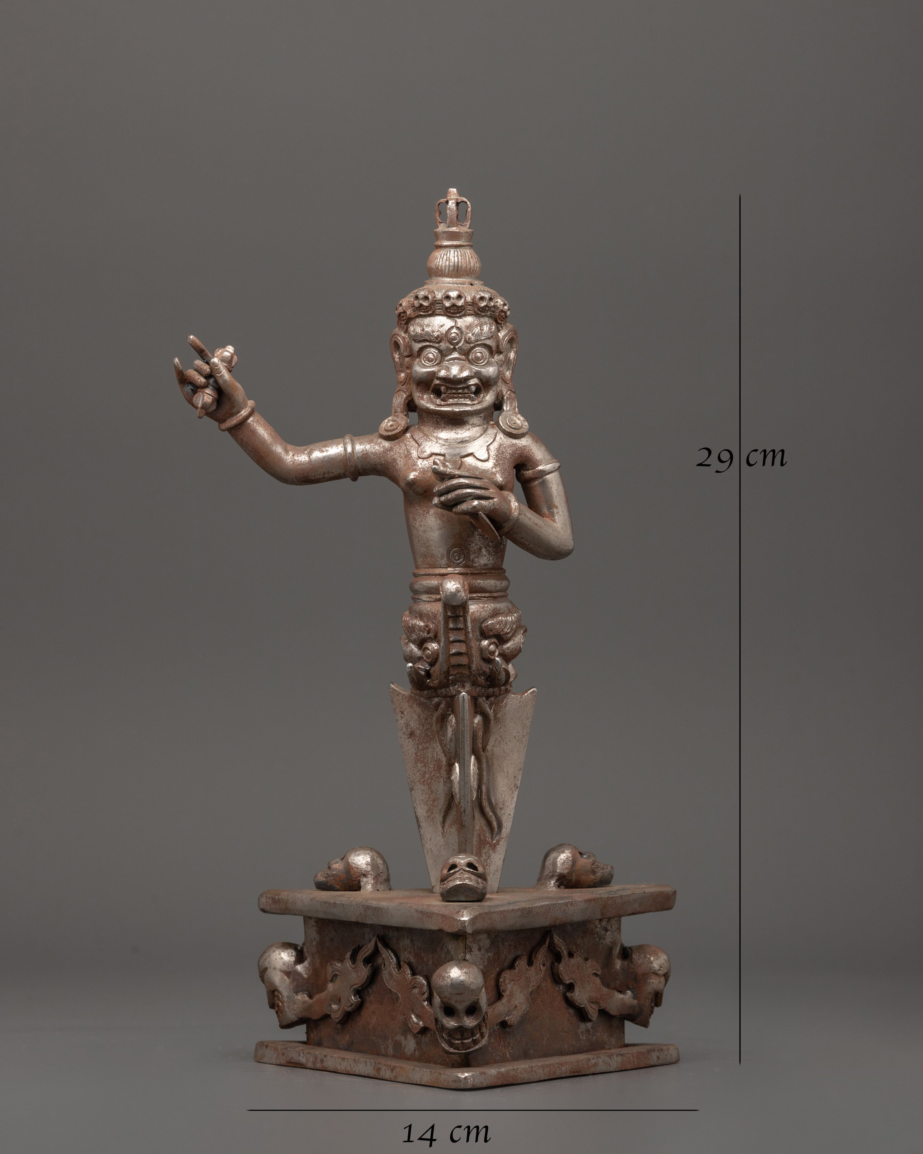 Iron Phurba with Deity Holding Vajra | Tibetan Tantric Ritual Dagger