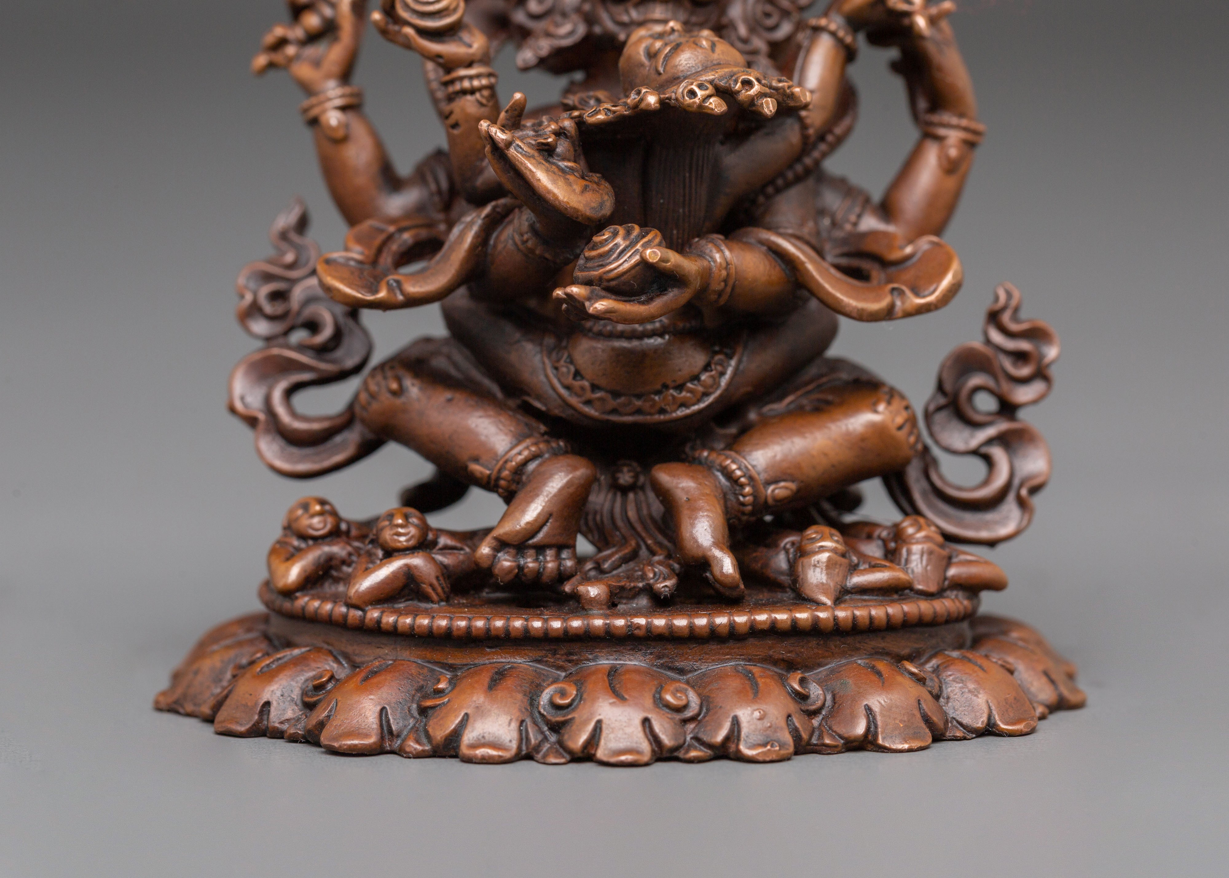 Buddhist Guardian 4 Armed Mahakala | Tibetan Wrathful God Figurine