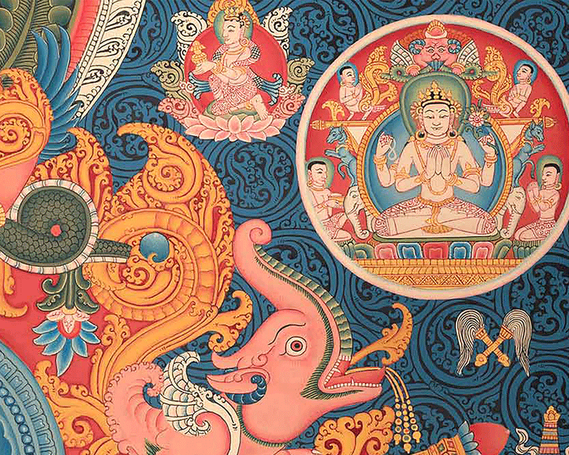 Shakyamuni Buddha and Mara Thangka Print on Canvas | The Path to Liberation | Print for Spiritual Resilience