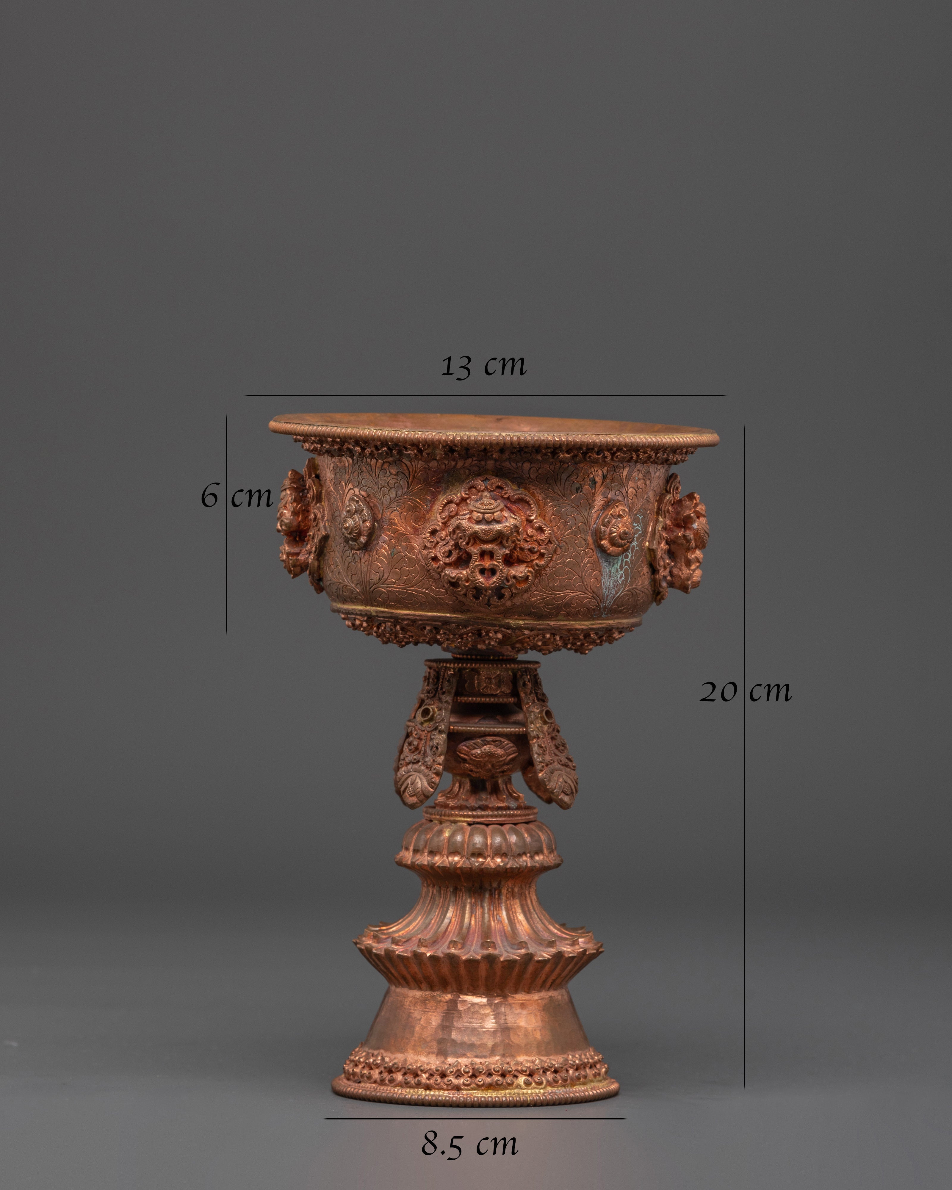 Copper Carved Butter Lamp | Buddhist Shrine and Meditation