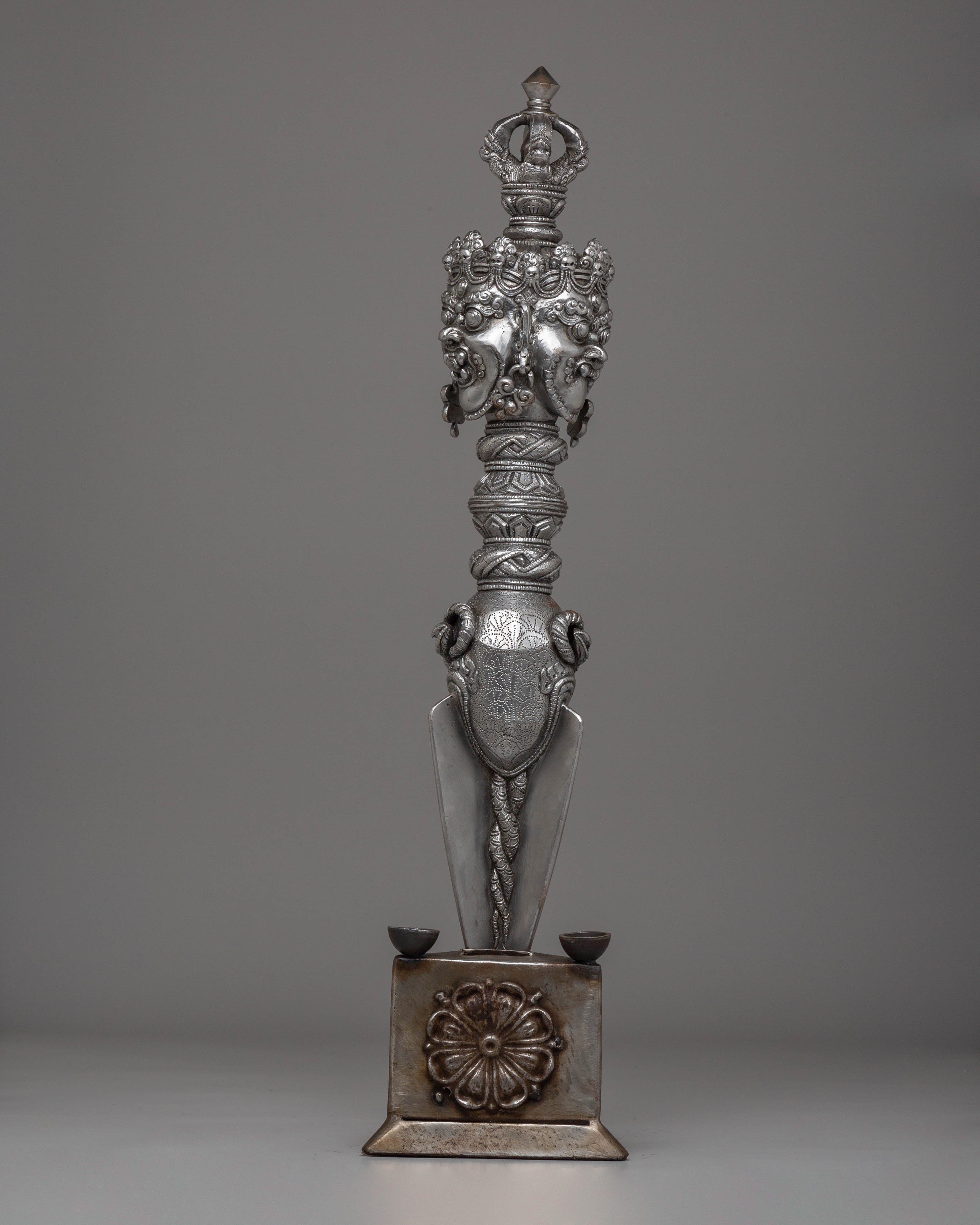 Iron Phurba for Buddhist Ceremonies |Tibetan Ritual Tool with Acrylic Color