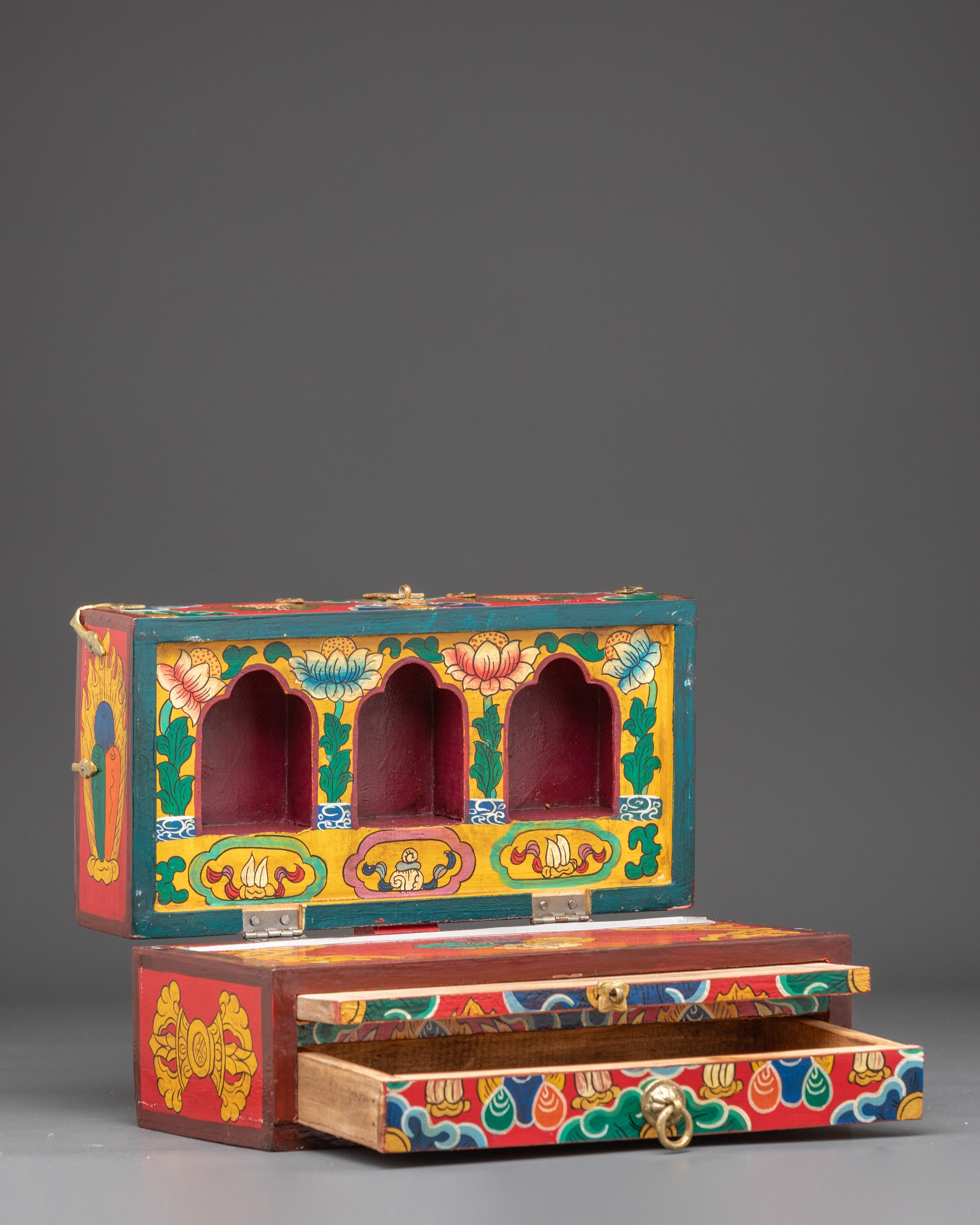 Handmade Traditional Himalayan Altar Box | Tibetan Ritual Shrine