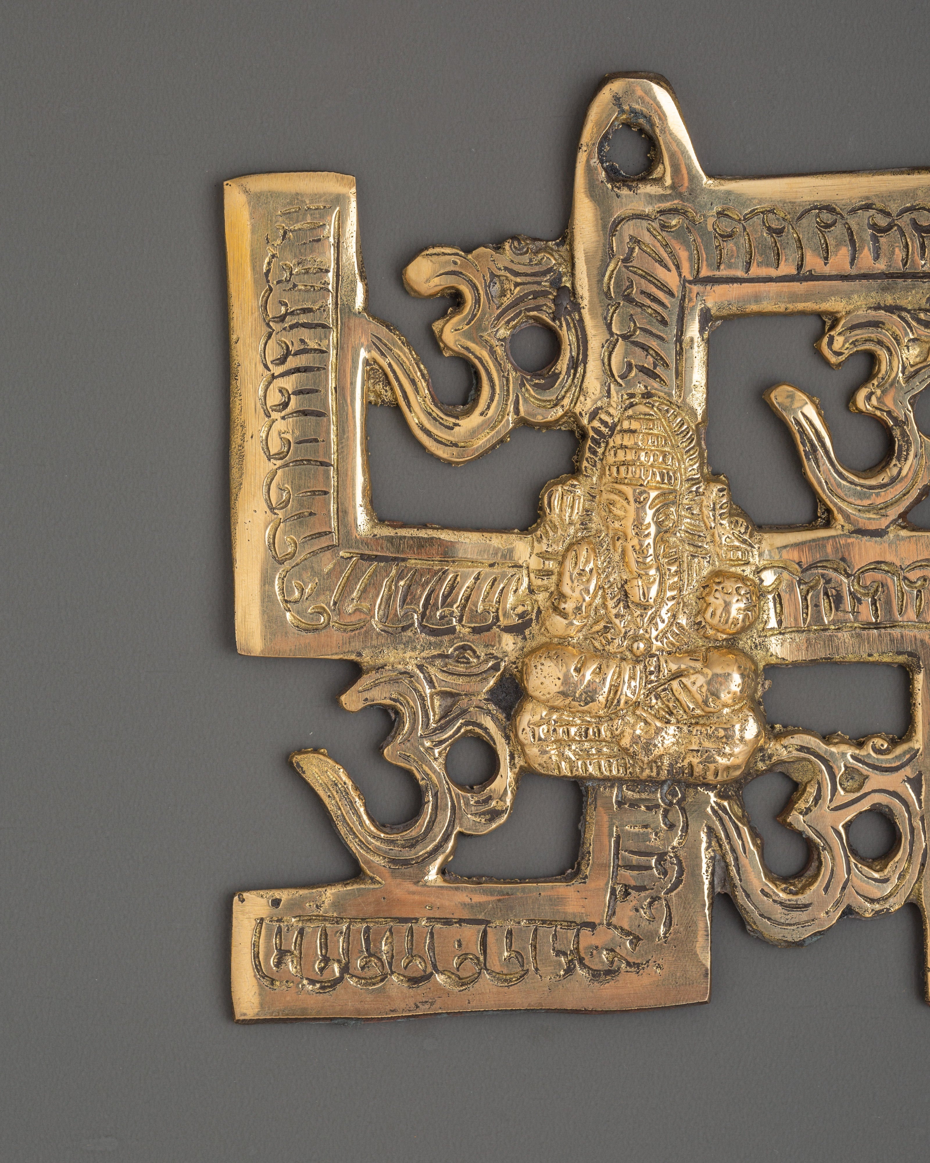 Ganesh Om Swastik Symbol Wall Hanging | Sacred Vastu Decor