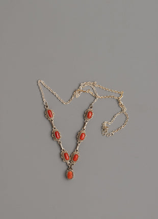 Necklace with Red Coral Accents | Tibetan-Inspired Coral Gemstone Necklace
