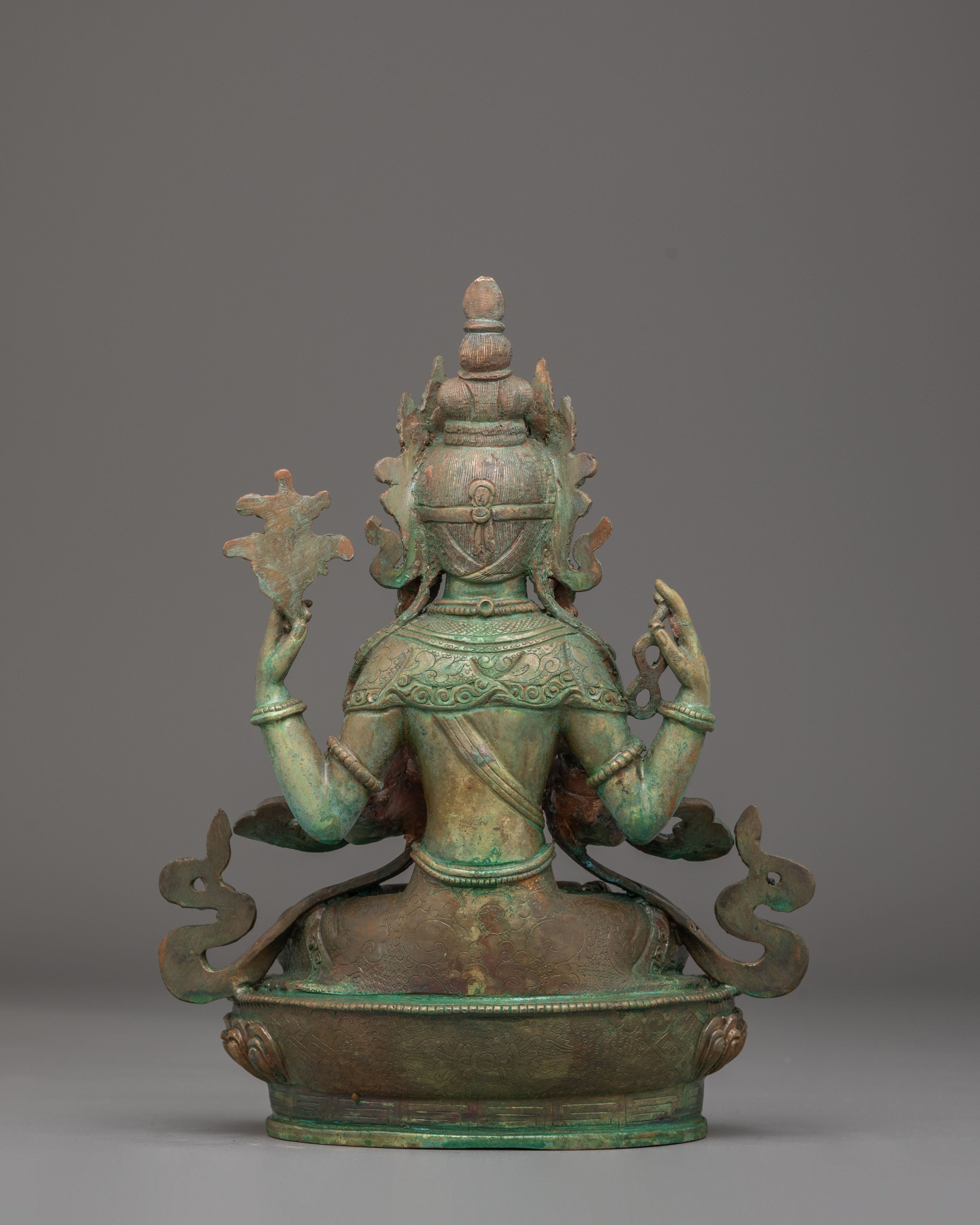 Oxidized Copper Statue of Chenrezig | The Compassionate Bodhisattva