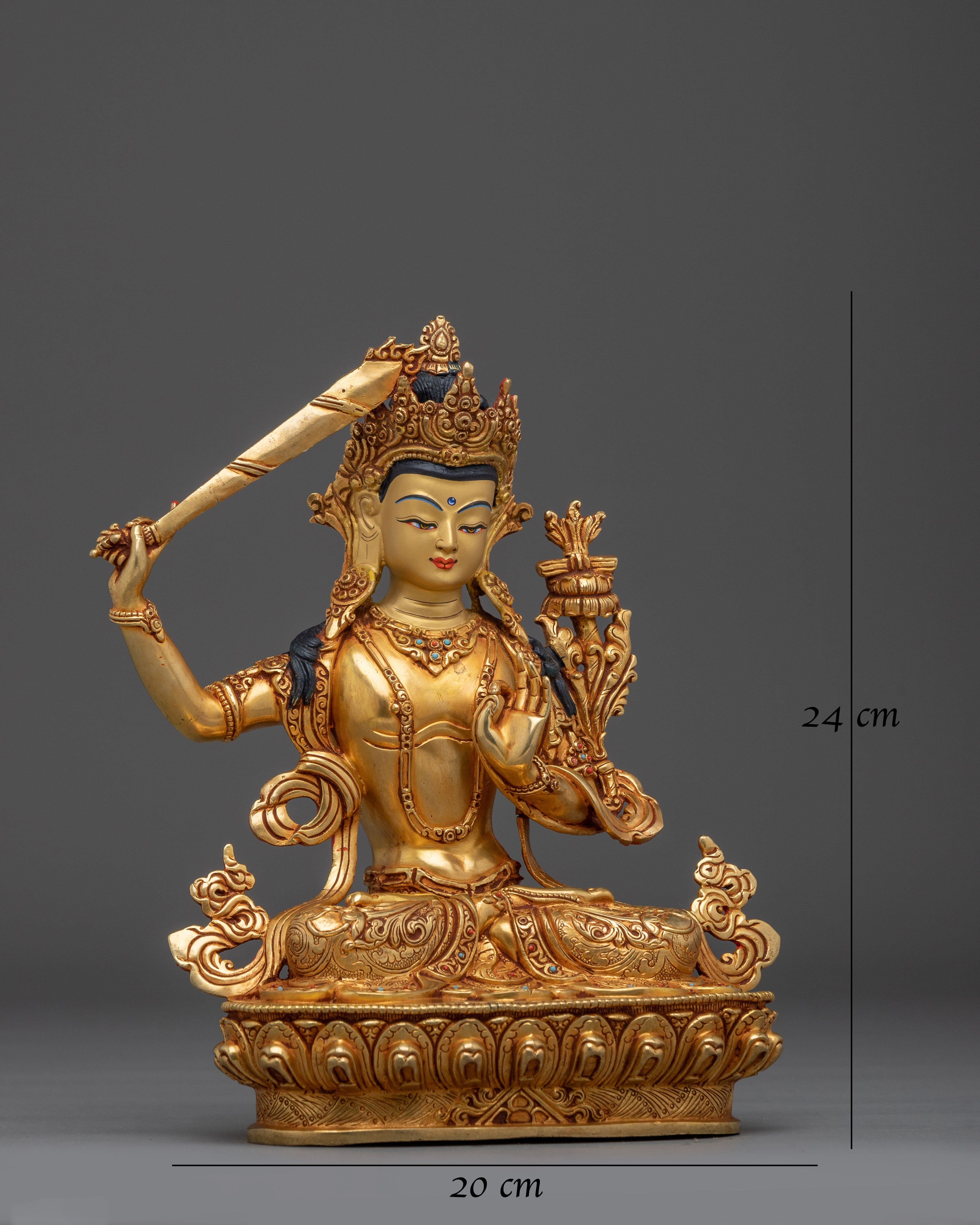Golden Wisdom Embodiment Manjushri Statue