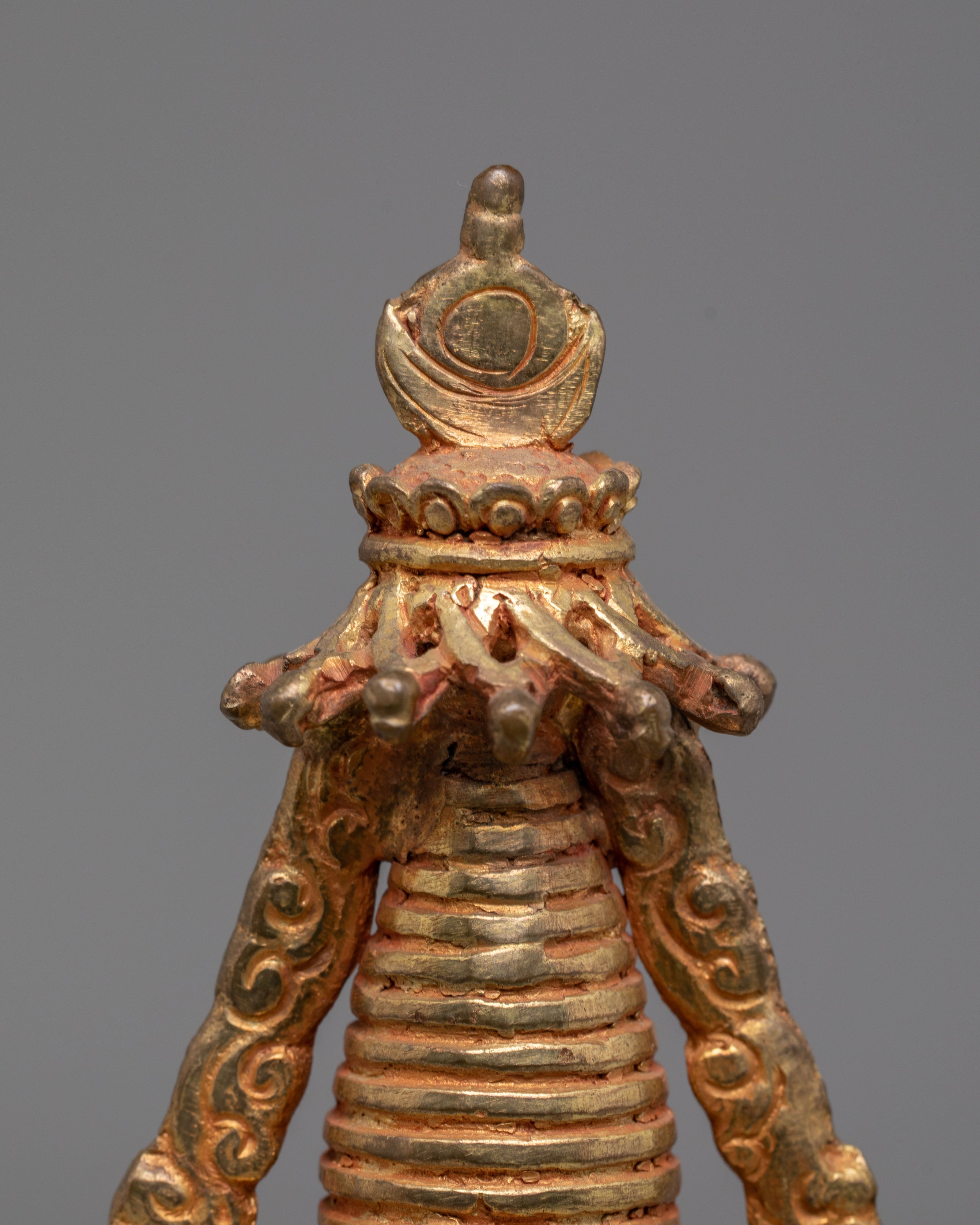 Handcrafted Tibetan Copper Stupa | Copper Gold-Plated Art