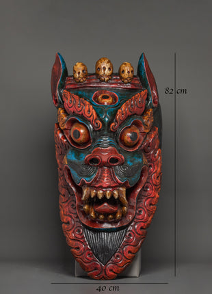 Snow Lion Wall Hanging Mask | Deity for Protection & Power