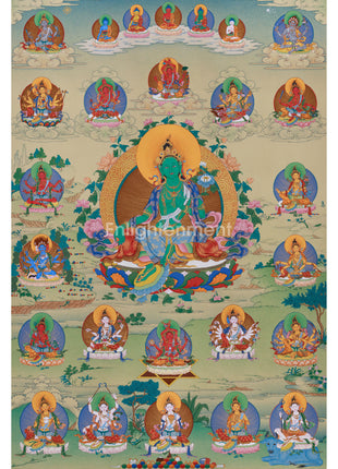 Twenty-One Tara Thangka of Surya Gupta Tradition | Hand-Painted Artwork