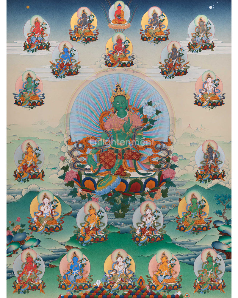 Exclusive Traditional 21 Tara Thangka | Goddesses of Compassion