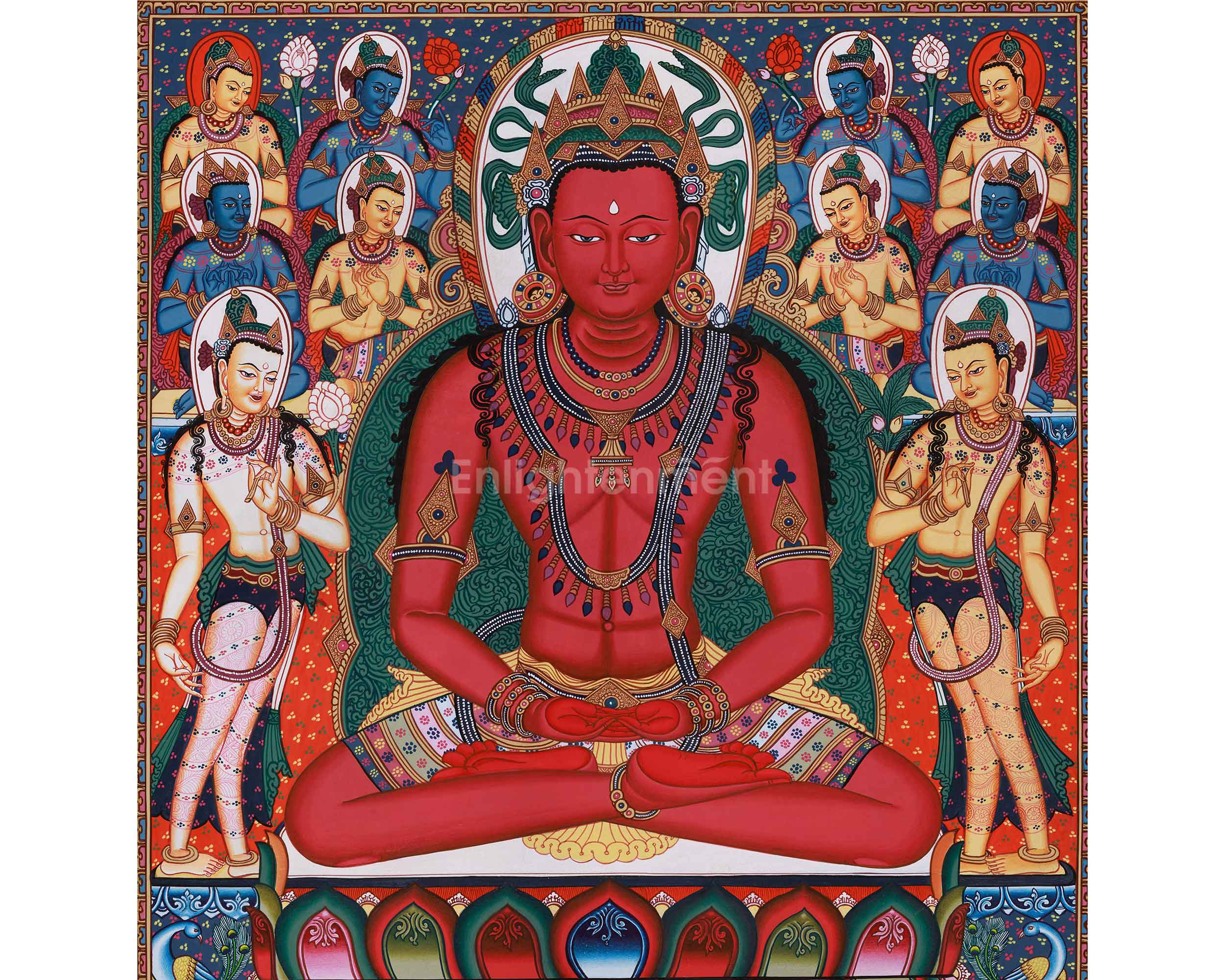 Five Dhyani Buddhas Thangka | A Sacred Representation of the Five Wisdom Buddhas