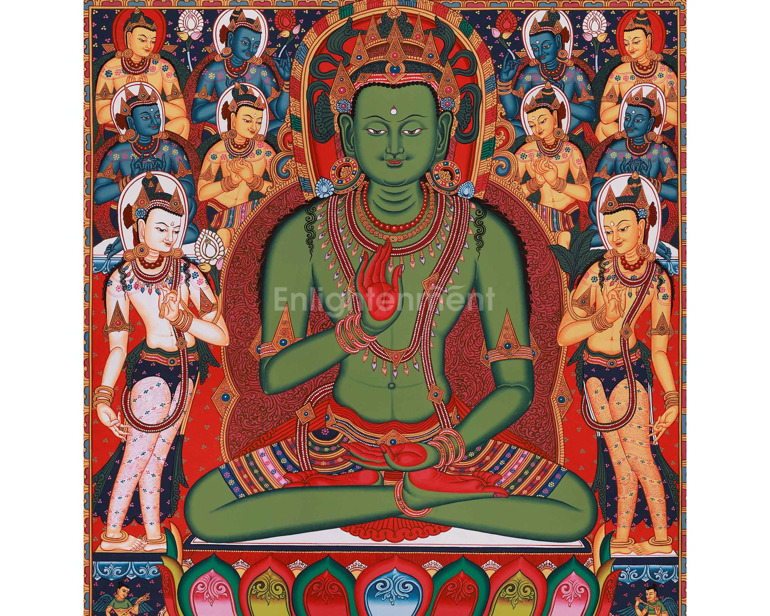 Five Dhyani Buddhas Thangka | A Sacred Representation of the Five Wisdom Buddhas