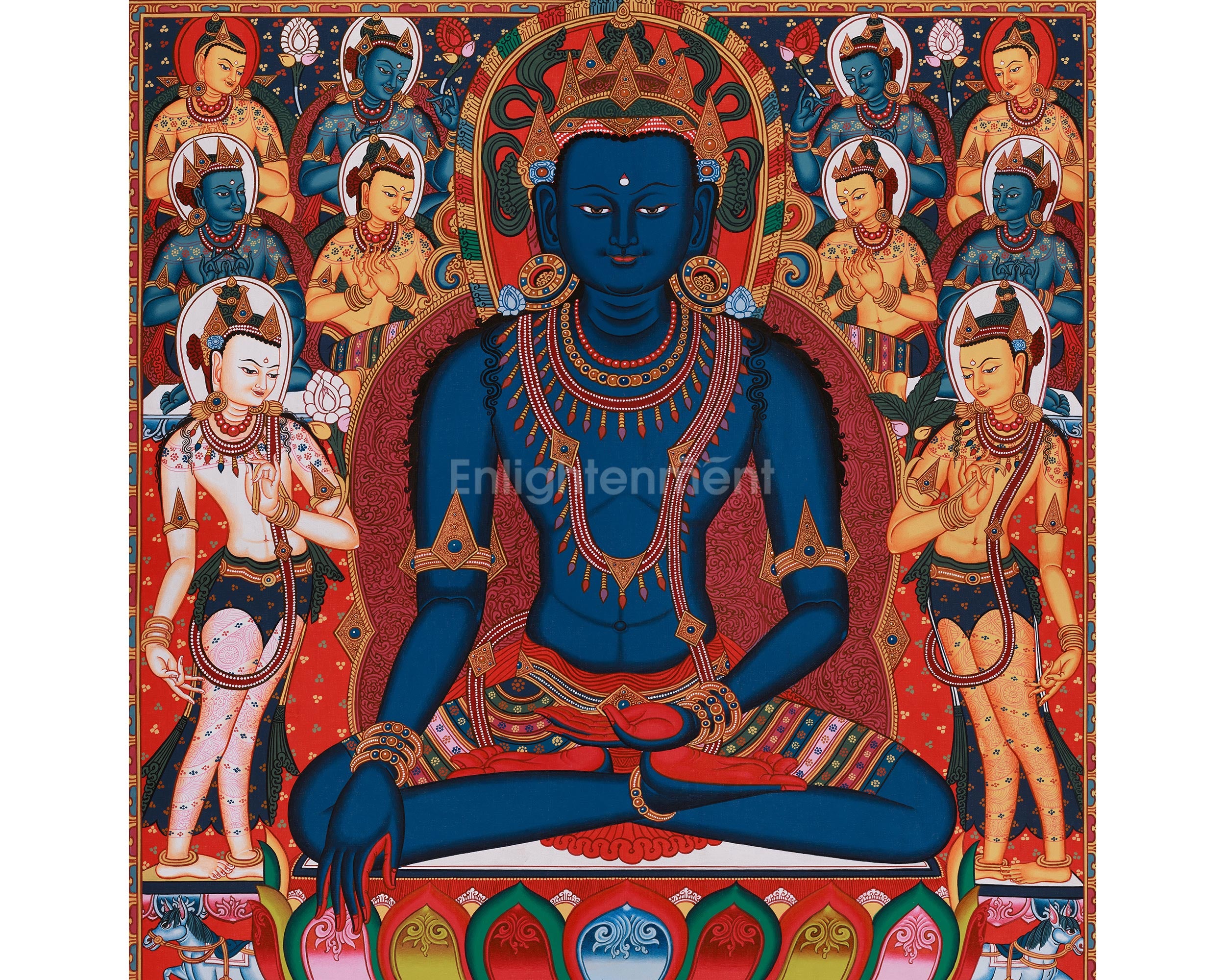 Five Dhyani Buddhas Thangka | A Sacred Representation of the Five Wisdom Buddhas