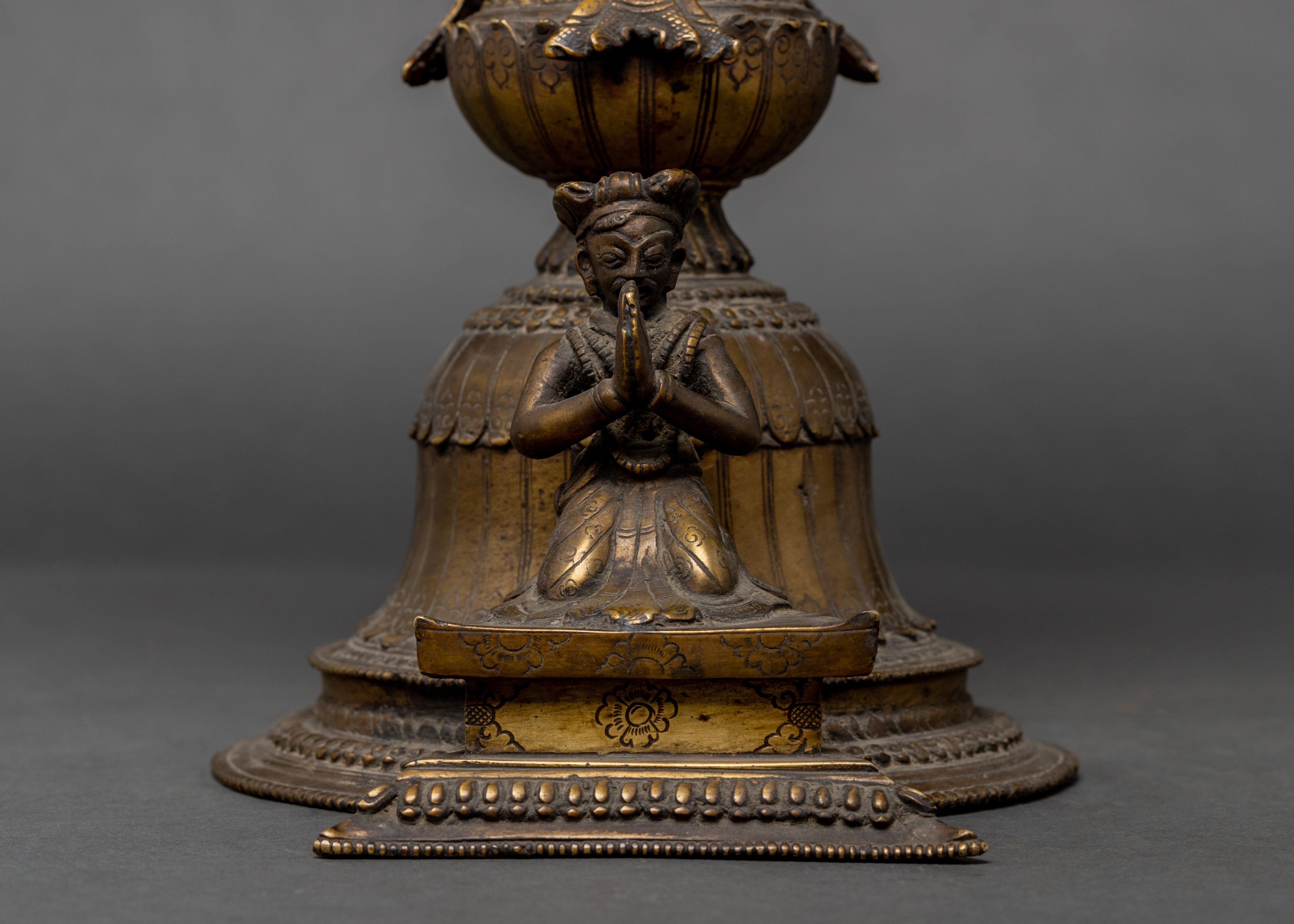 Antique Brass Stand Oil Lamp Set | Tibetan Butter Lamp Couple