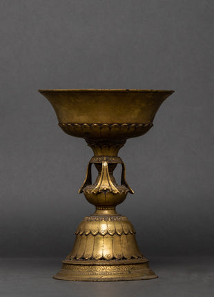 Standing Vinatge Oil Lamp Set | Akhand Jyoti Diya with Stand