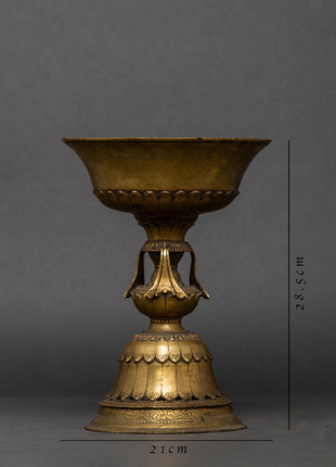Standing Vinatge Oil Lamp Set | Akhand Jyoti Diya with Stand