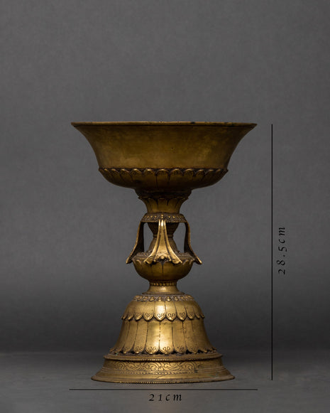 Standing Vinatge Oil Lamp Set | Akhand Jyoti Diya with Stand