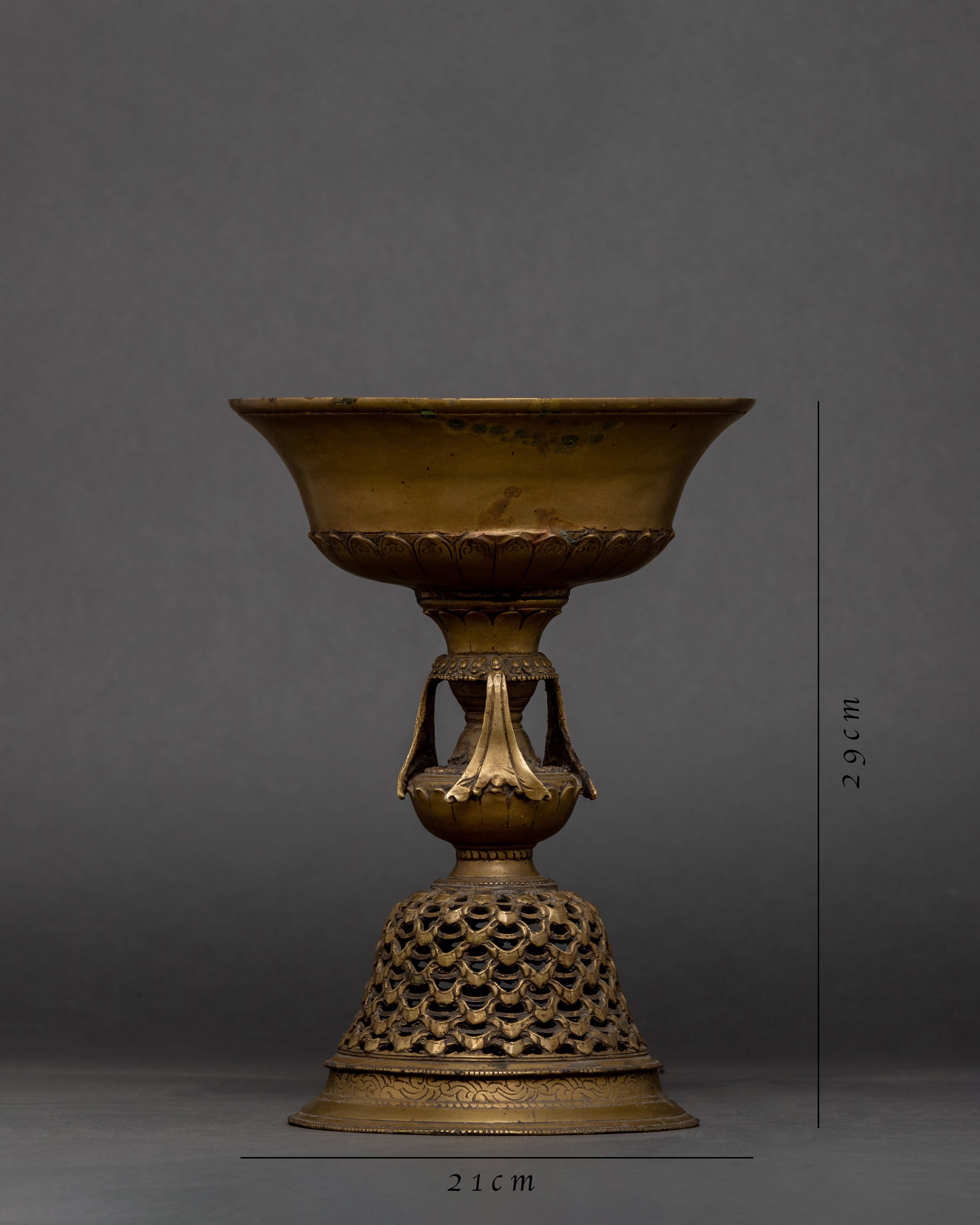 Vinatge Brass Stand Oil Lamp Set | Tibetan  Butter Lamp