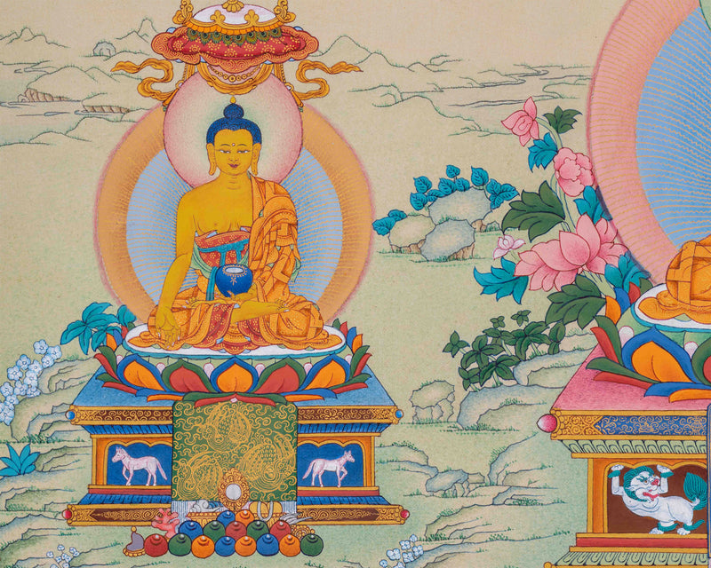 Five Dhyani Buddha Thangka | Hand Painted Traditional Art | Tibetan Buddhism Art