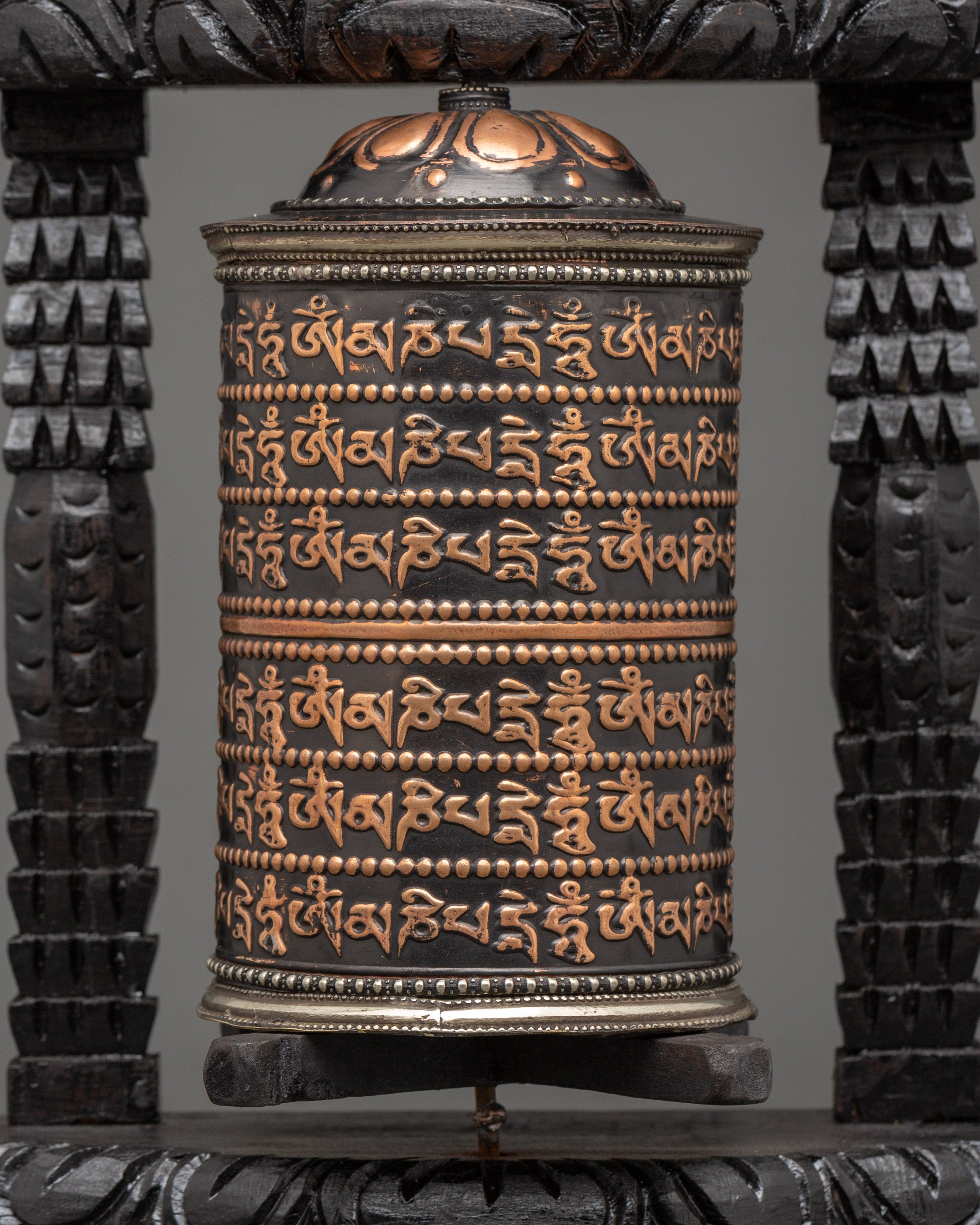 Prayer Wheel with Tibetan Mantras Carved | Meditation, Altar & Rituals Item