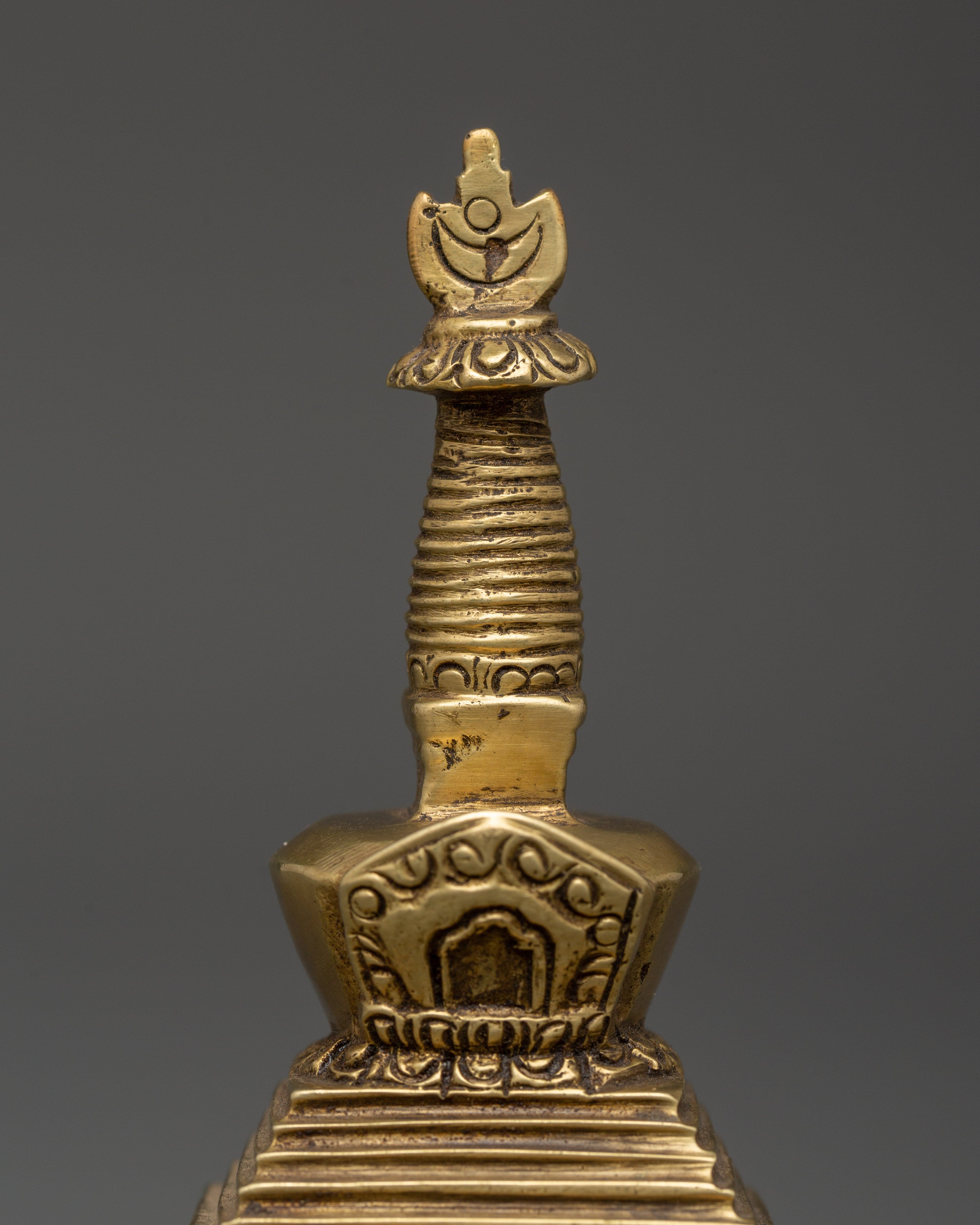 Handcrafted Brass Stupa for Altar | Tibetan Symbol of Wisdom