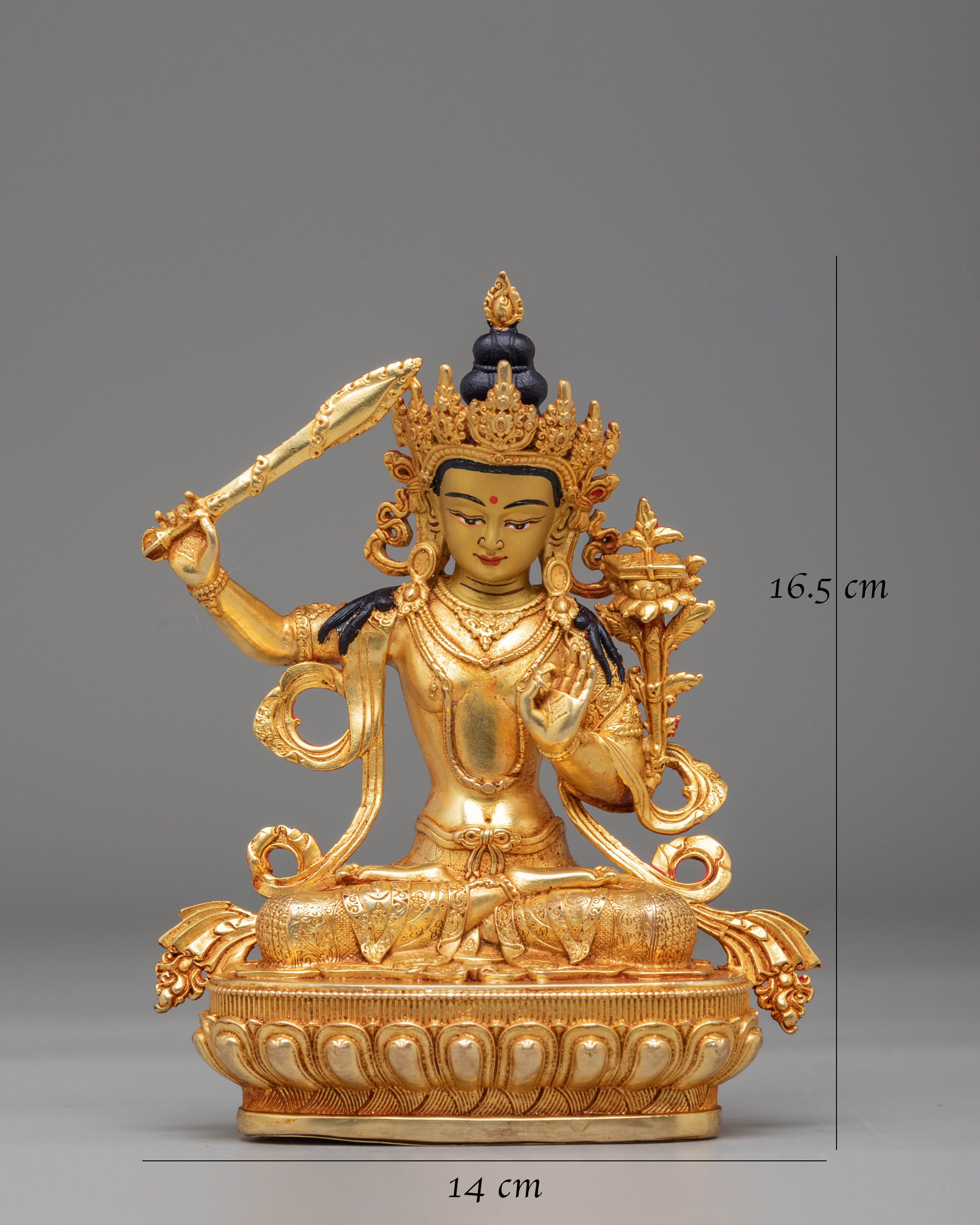 Handmade Golden Manjushri Statue | Statue of Wisdom