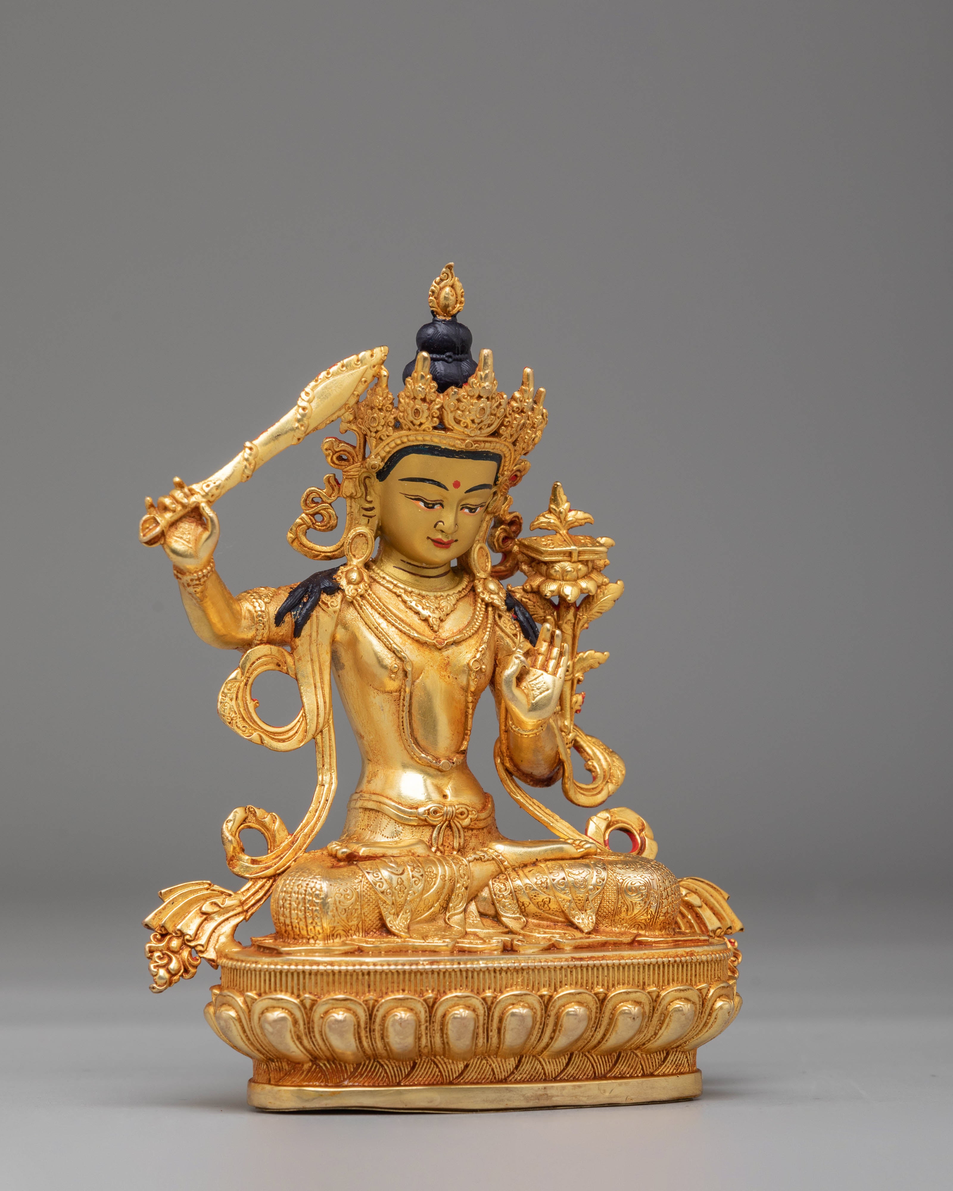 Handmade Golden Manjushri Statue | Statue of Wisdom