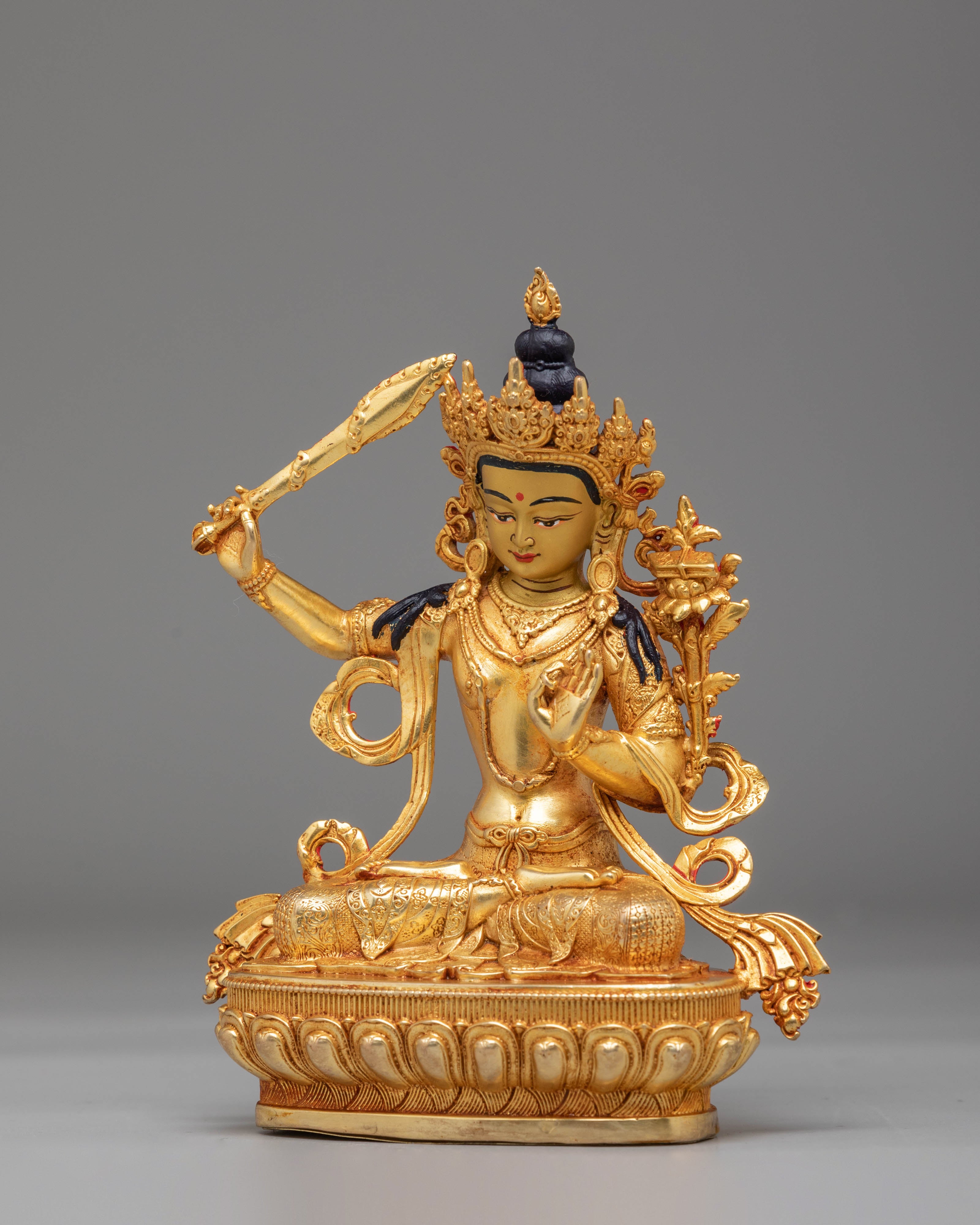 Handmade Golden Manjushri Statue | Statue of Wisdom